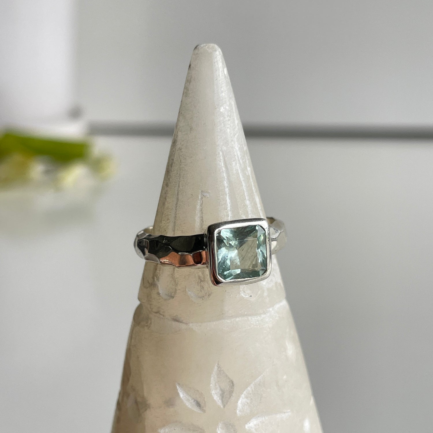 Australian Aquamarine Square Ring Sz8