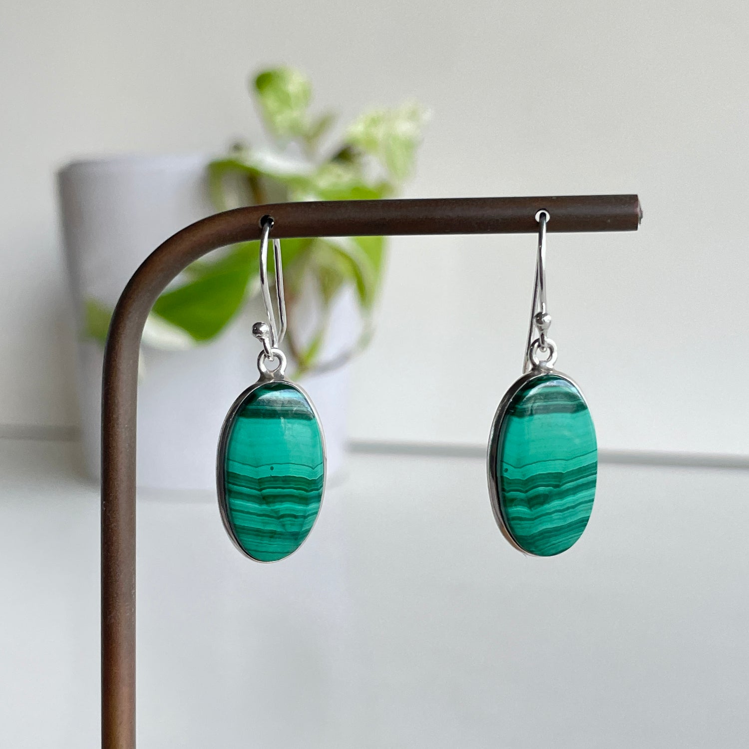 Malachite Oval Earrings