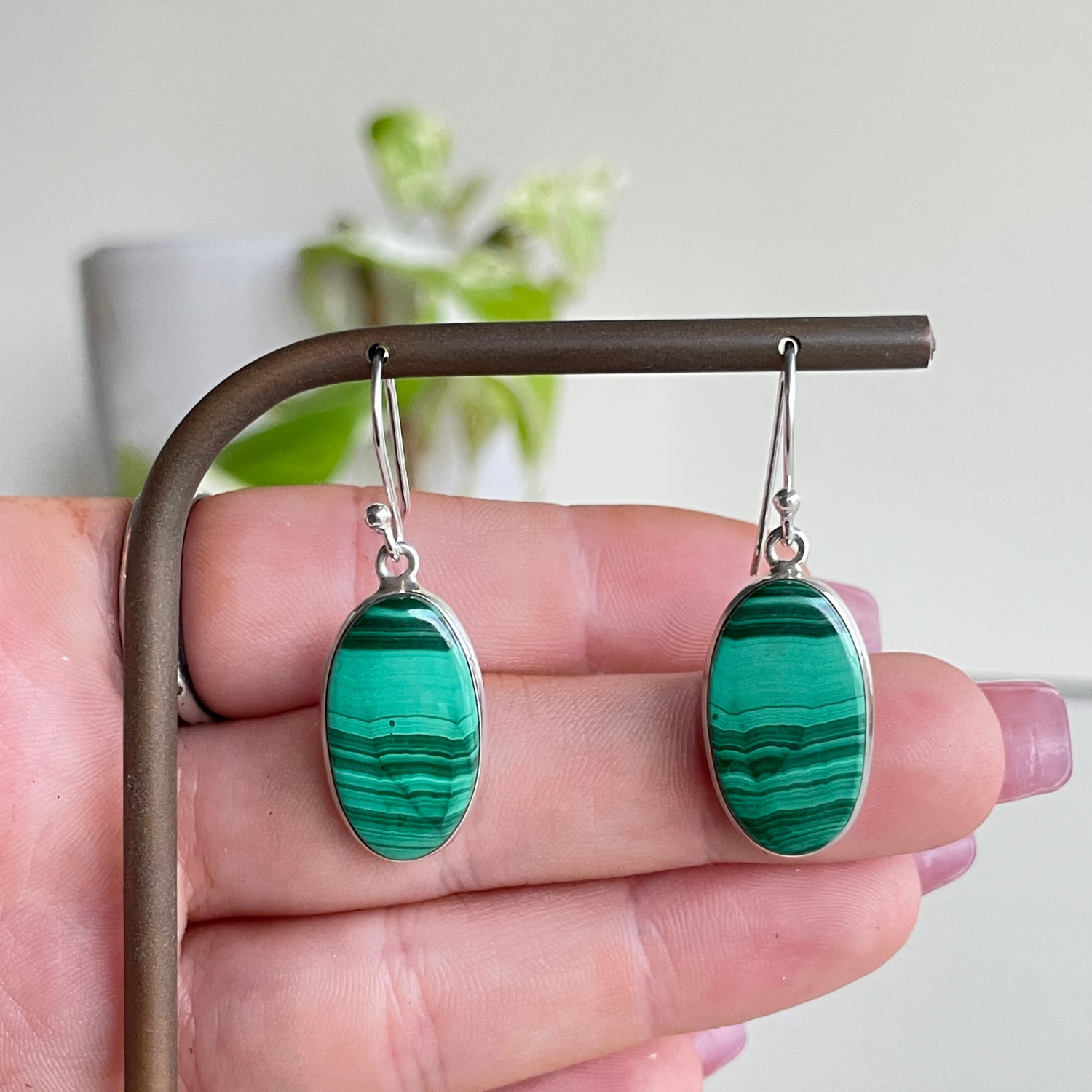 Malachite Oval Earrings