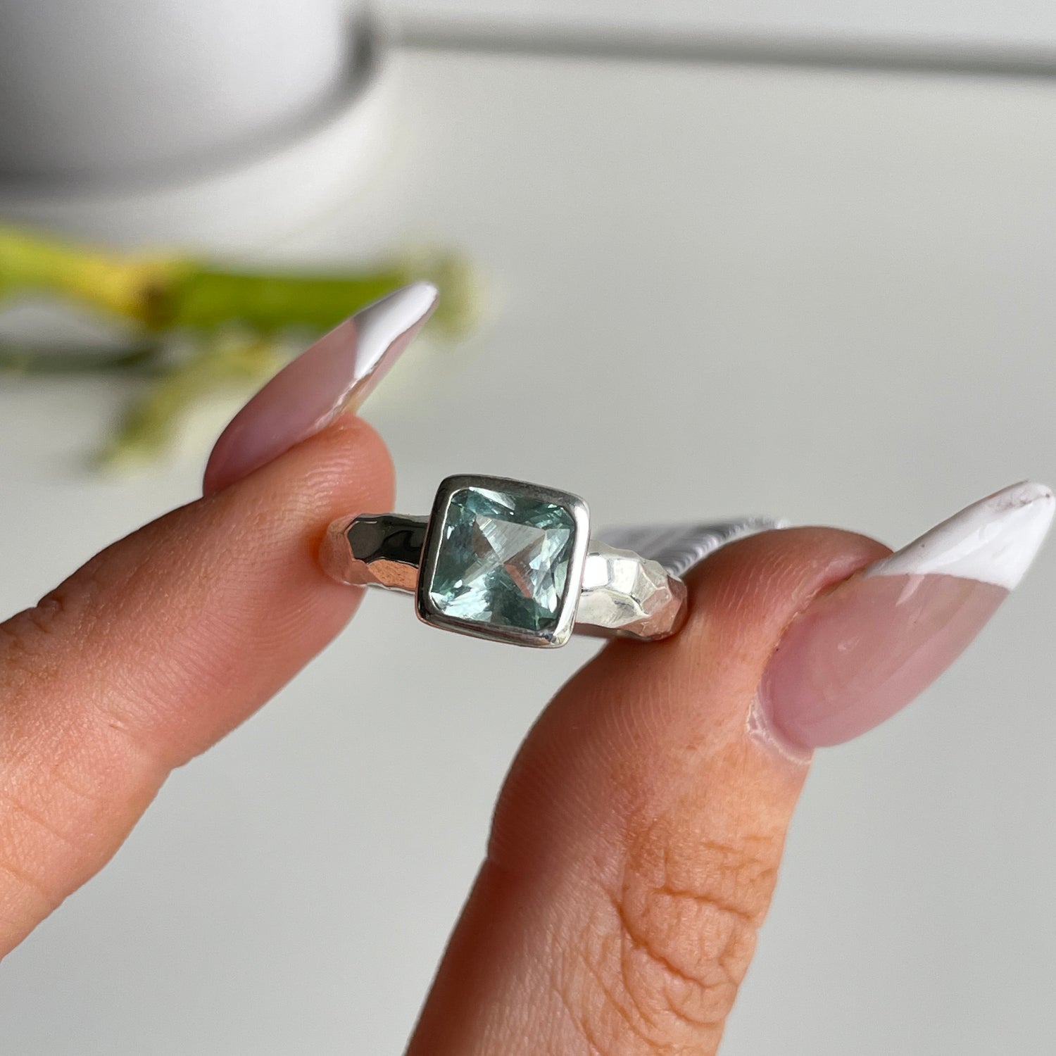 Australian Aquamarine Square Ring Sz8