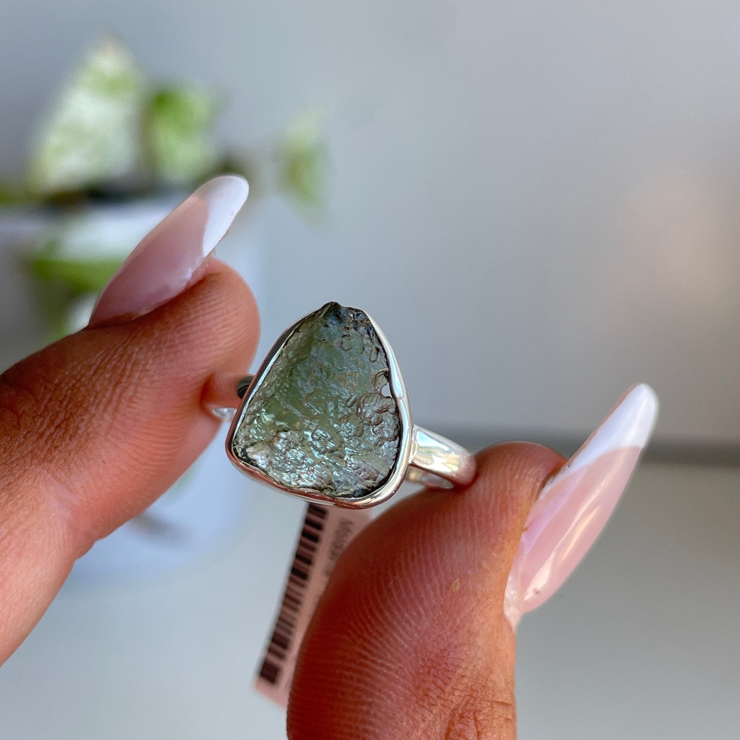 Moldavite Freeform Ring Sz8