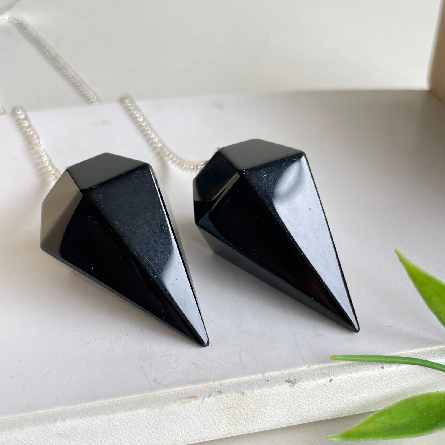 Black Obsidian Faceted Pendulum