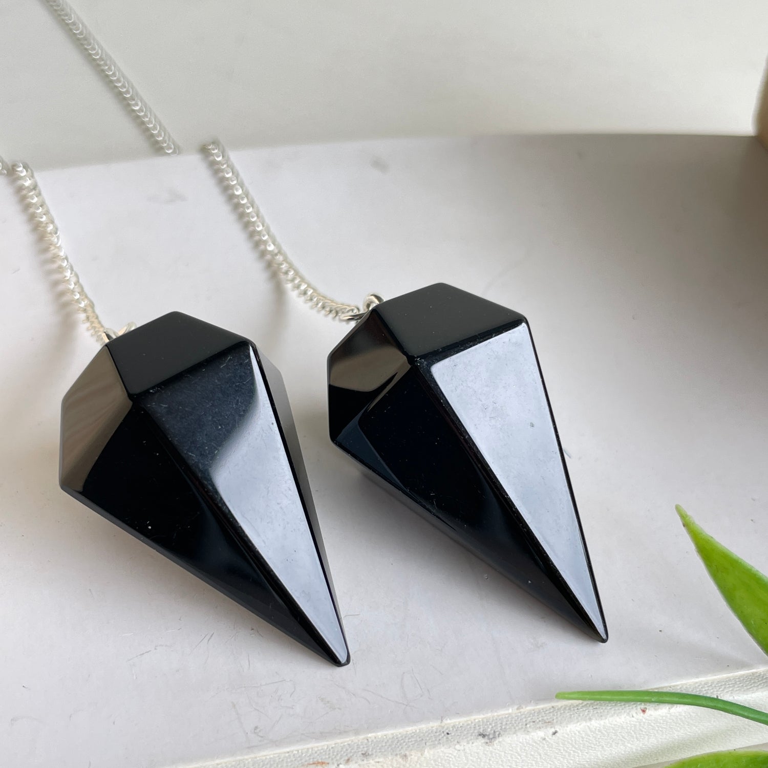 Black Obsidian Faceted Pendulum