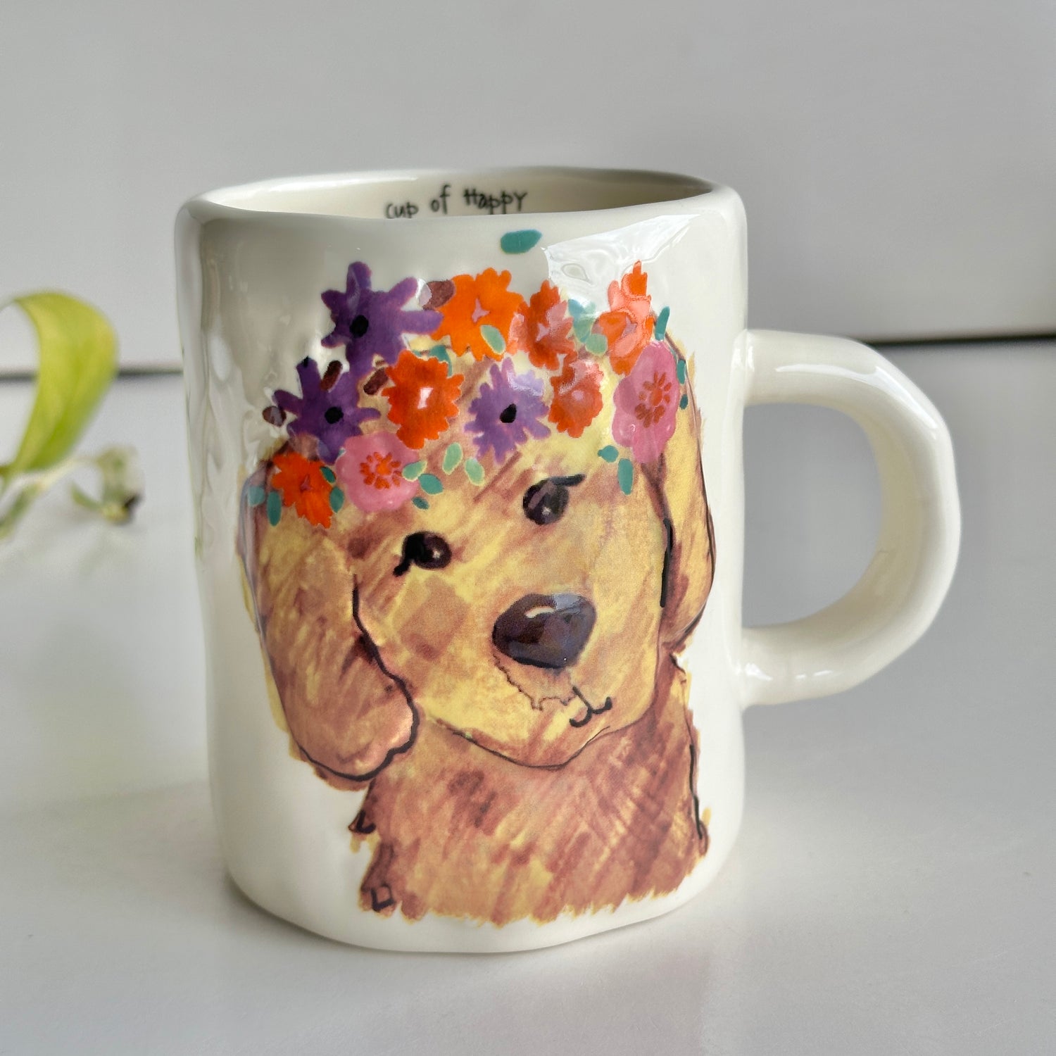 Dog With Flowers Mug Mug000083