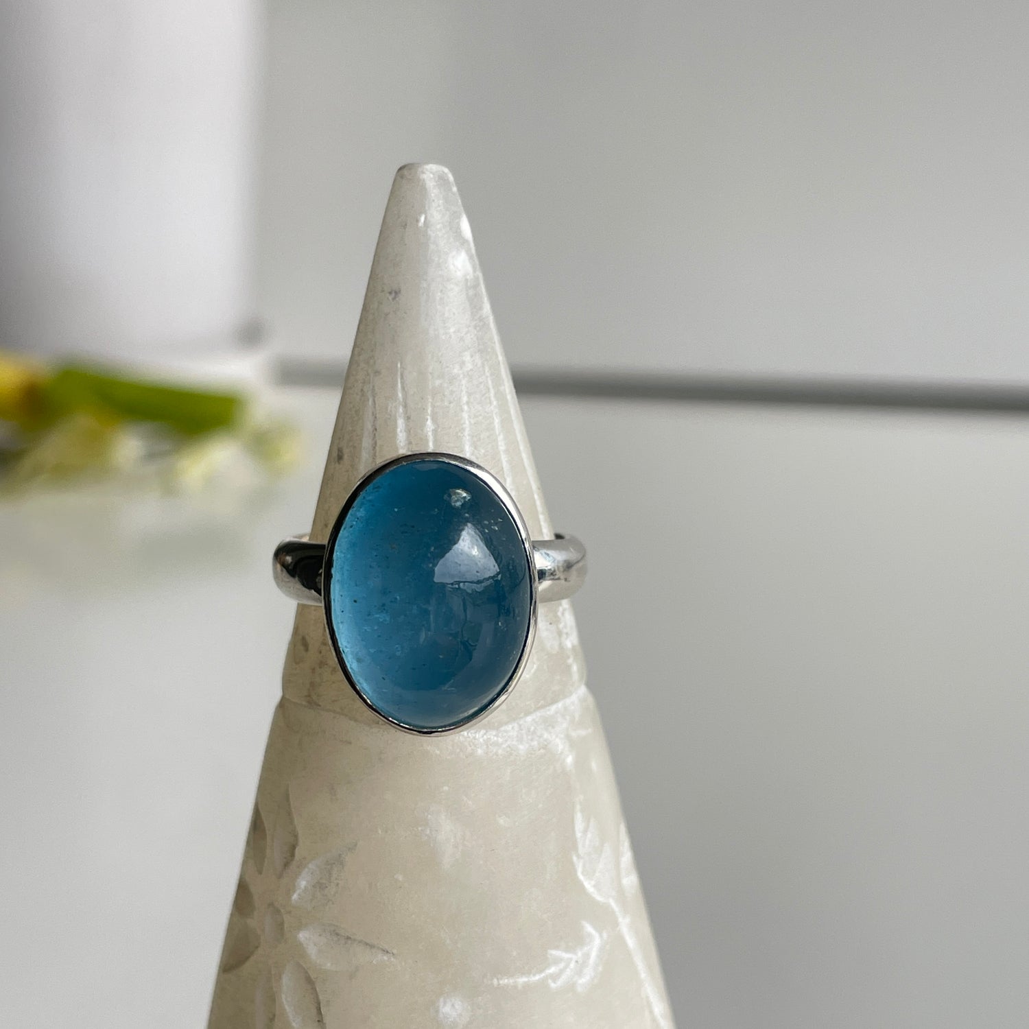 Aquamarine Oval Ring Sz8