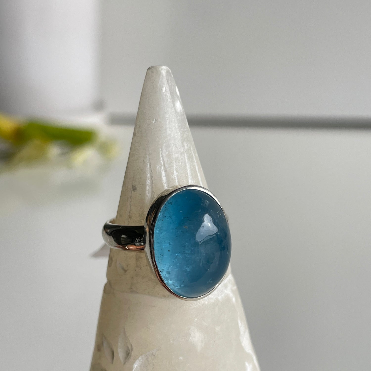 Aquamarine Oval Ring Sz8