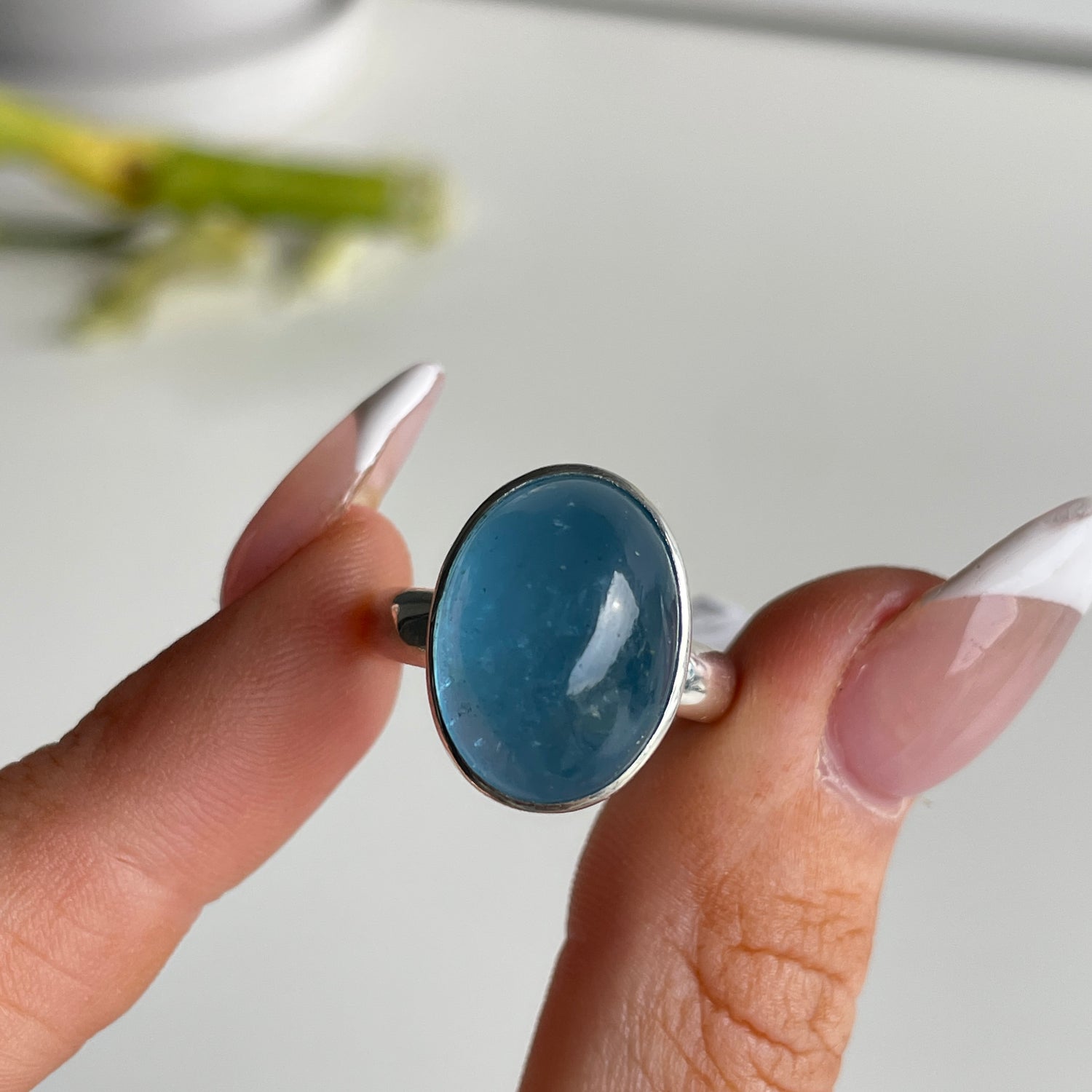 Aquamarine Oval Ring Sz8