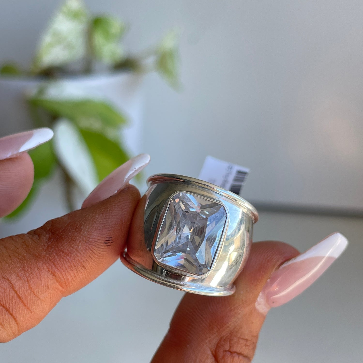 Clear Quartz Rectangle Ring Sz8