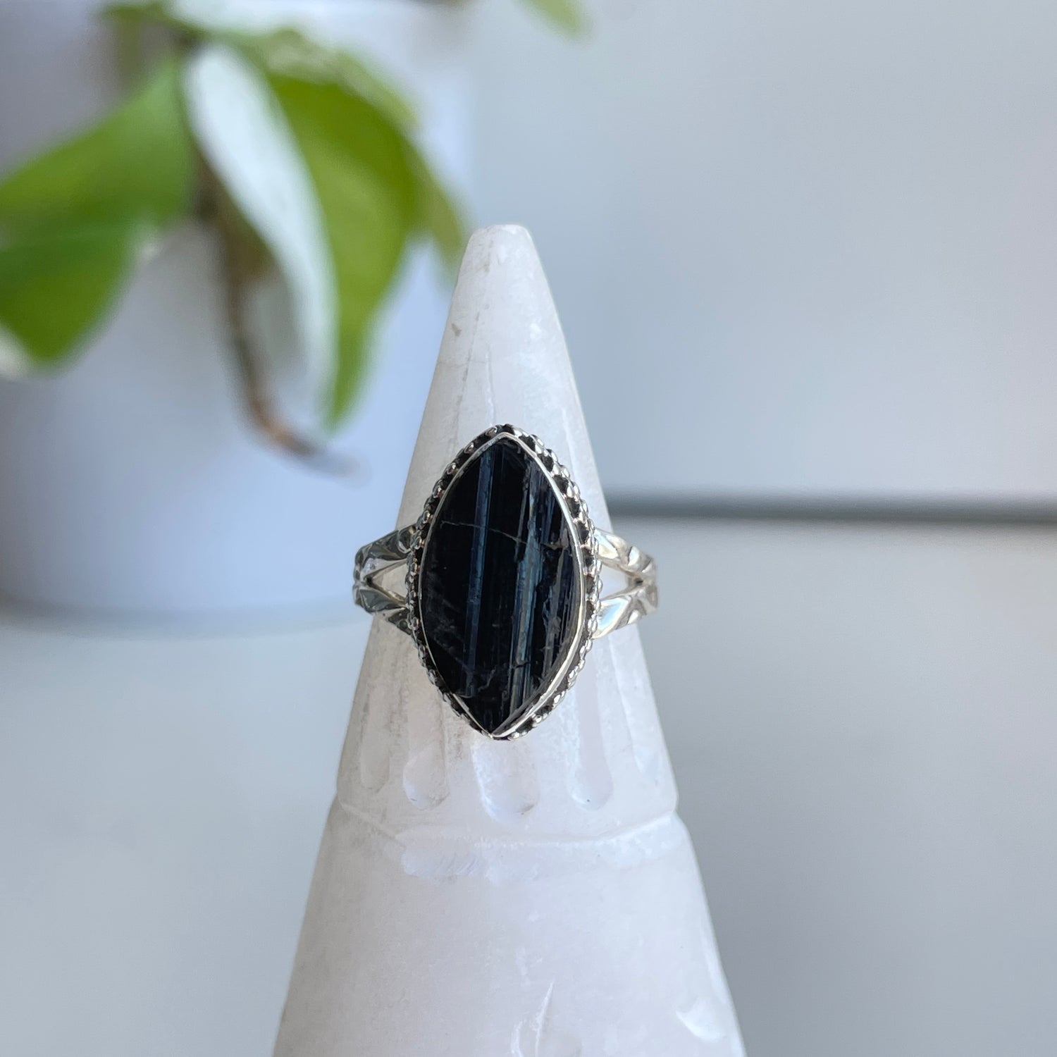 Black Tourmaline Marquise Ring Sz5.5