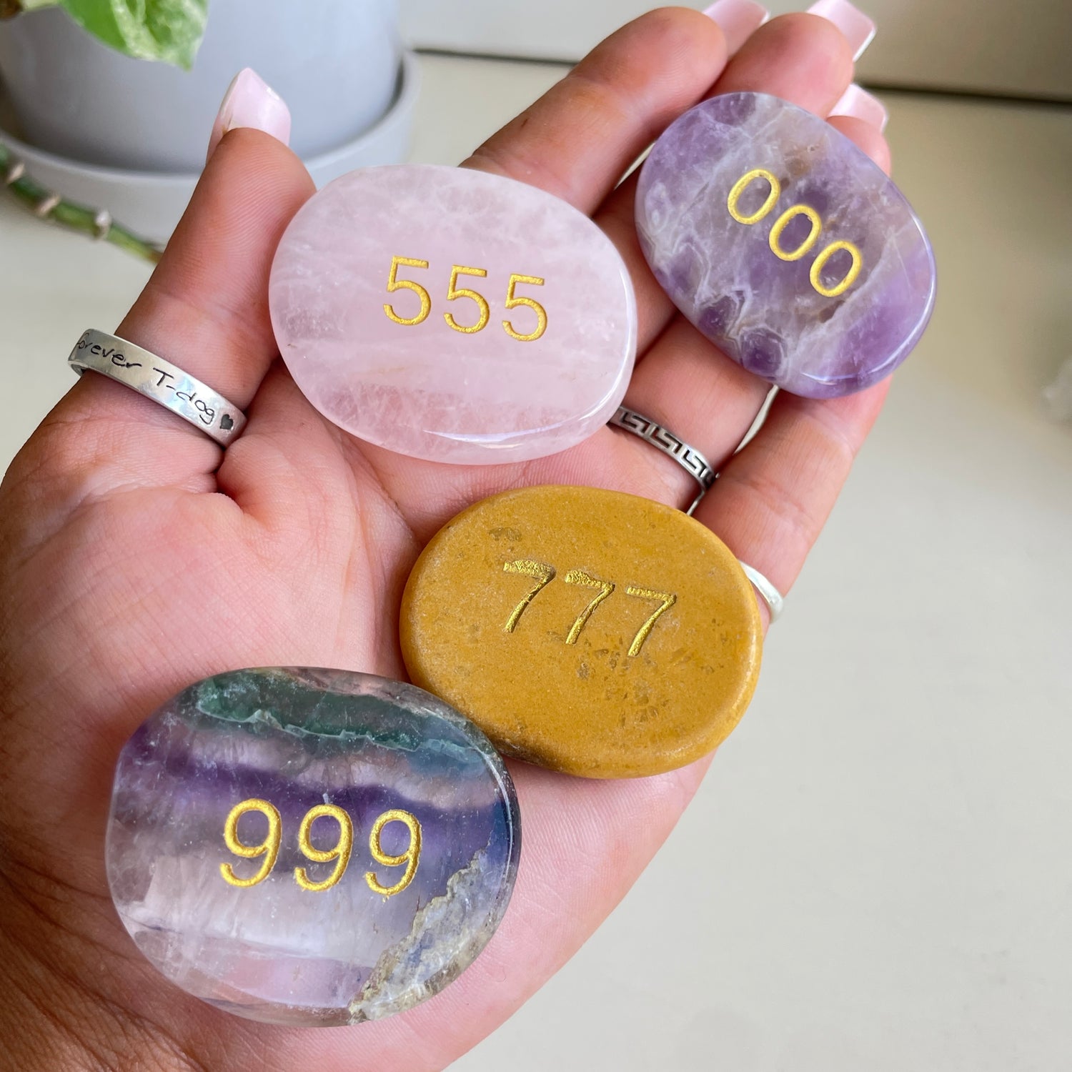 Angel Number Flat Stones