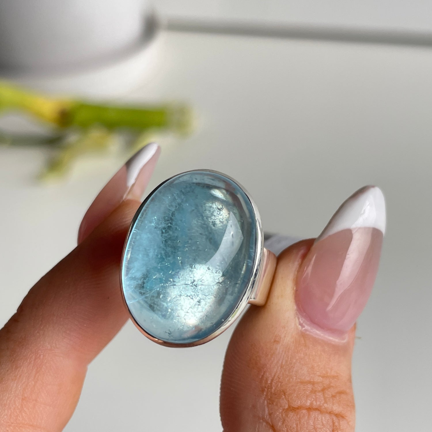 Blue Topaz Oval Ring Sz8