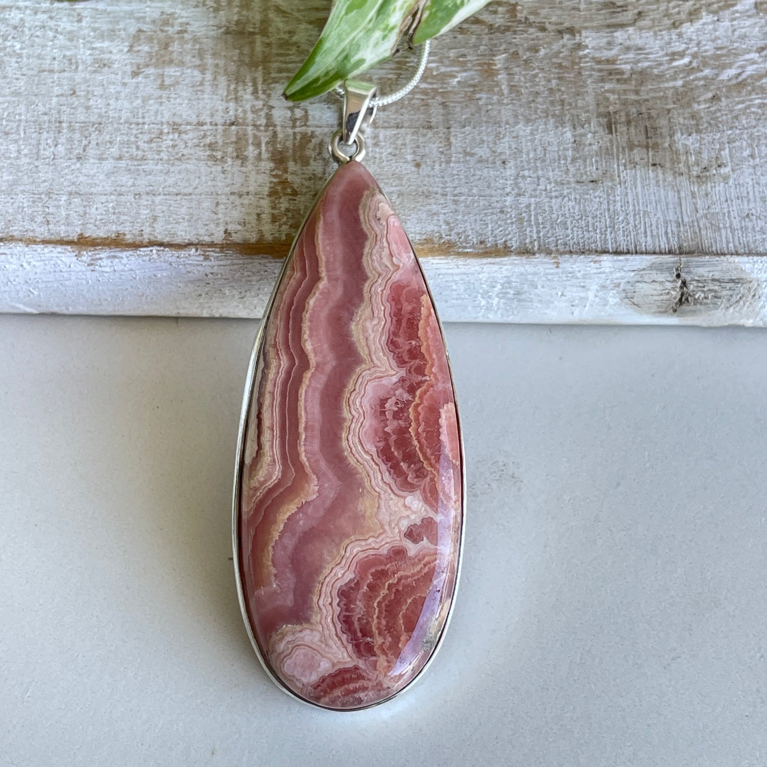 Rhodochrosite Teardrop Pendant