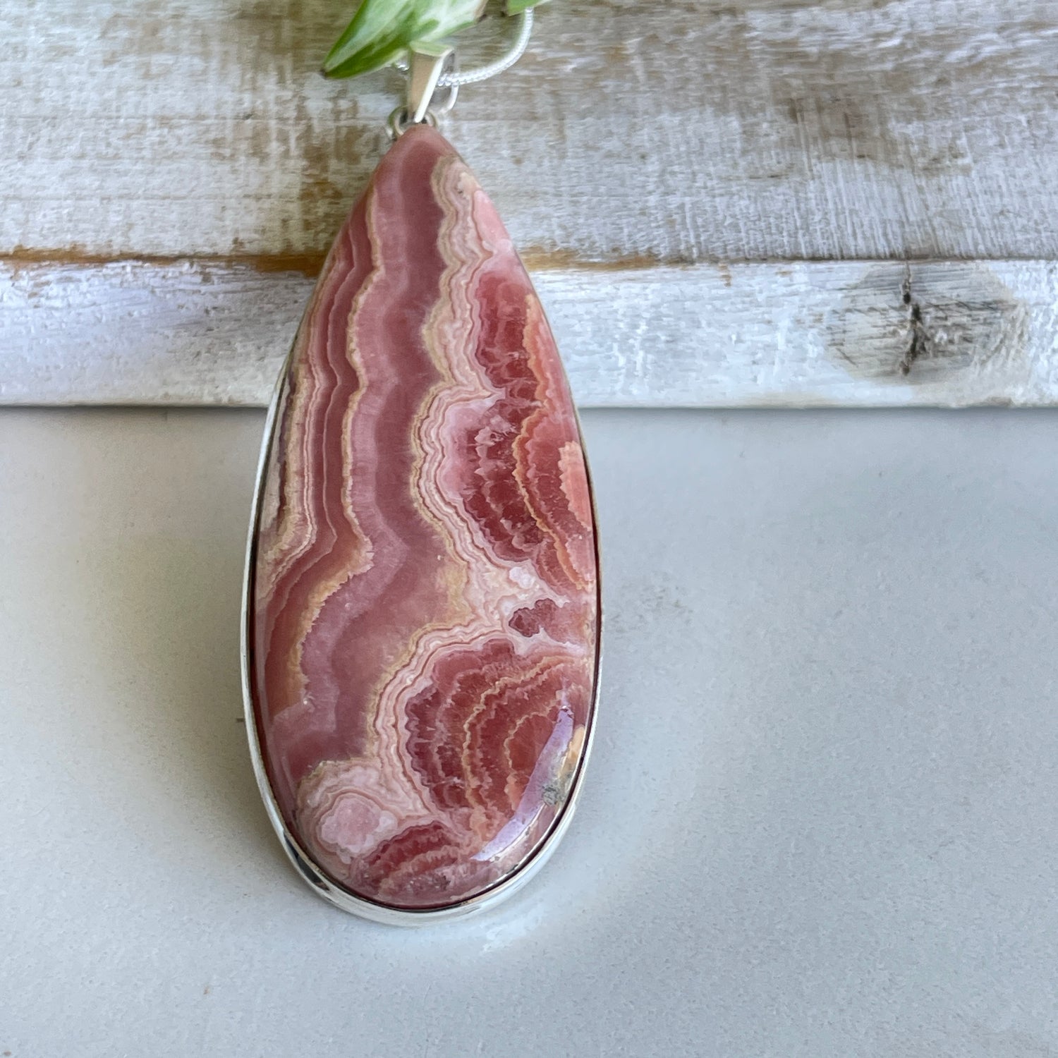 Rhodochrosite Teardrop Pendant