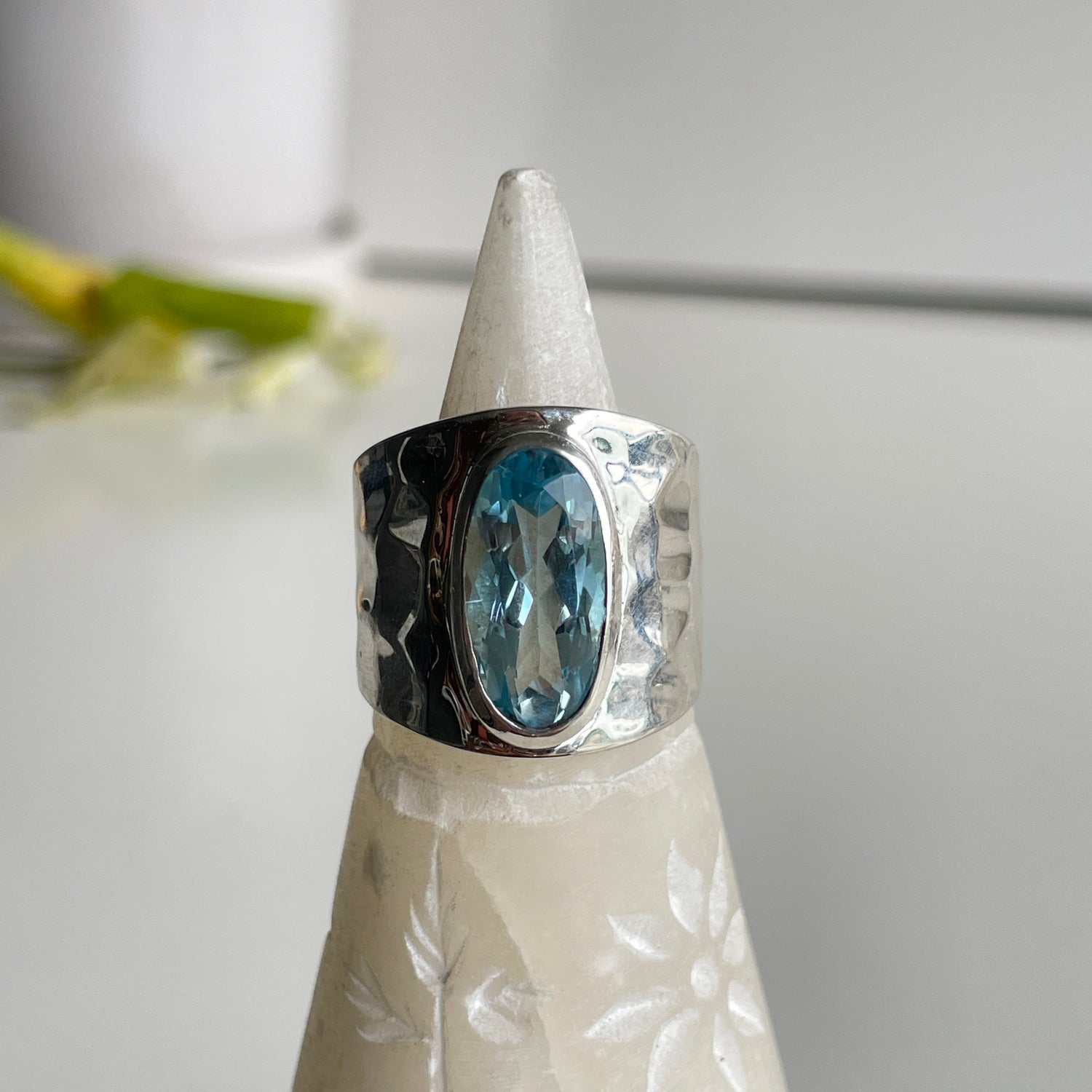 Blue Topaz Oval Ring Sz9