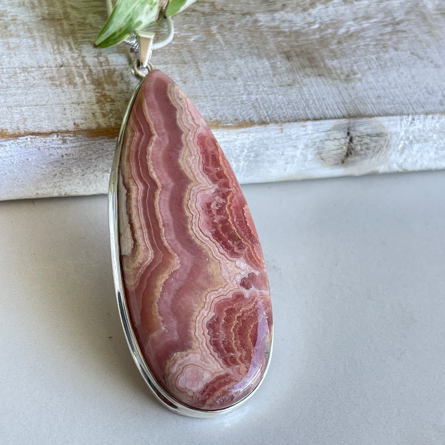 Rhodochrosite Teardrop Pendant