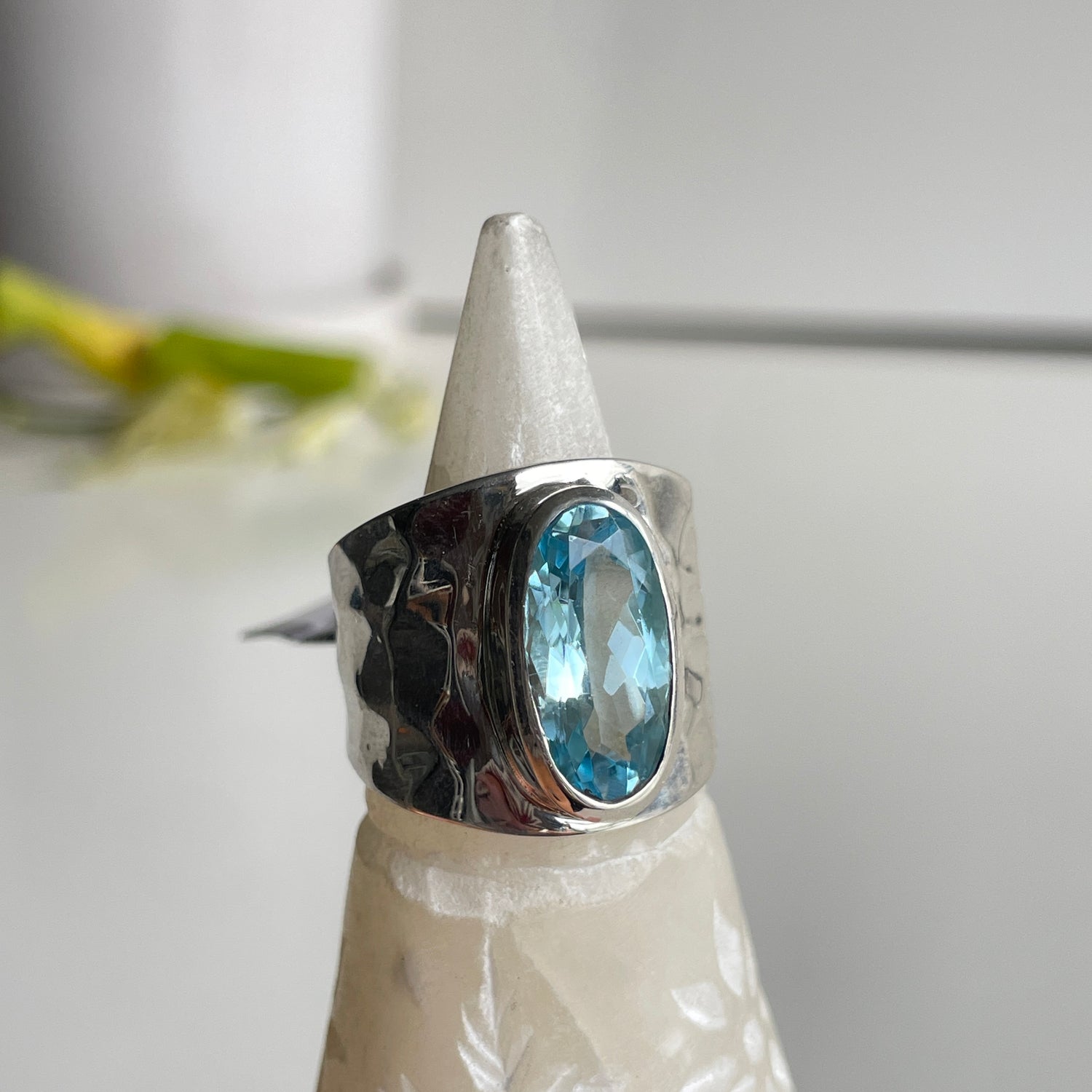 Blue Topaz Oval Ring Sz9