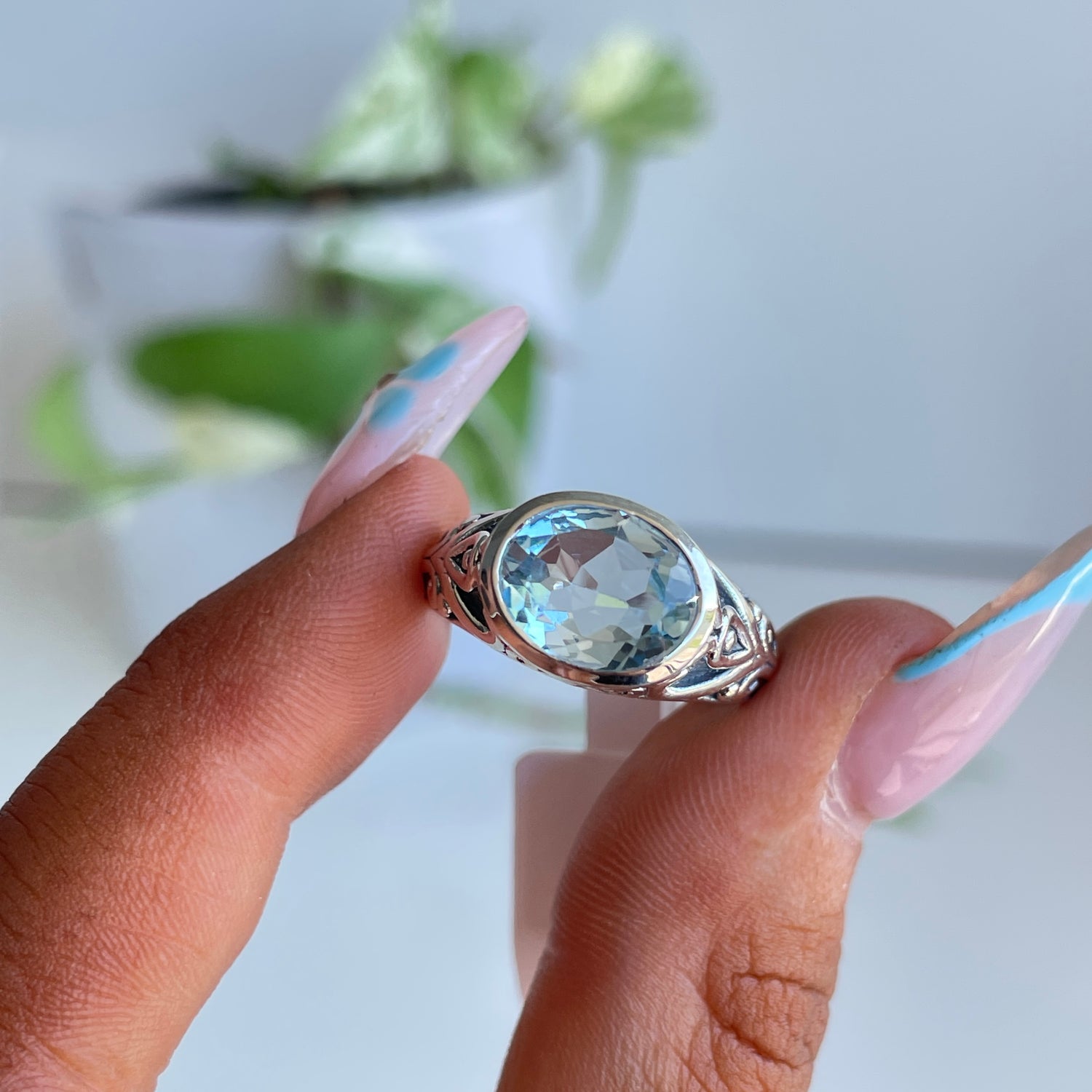 Blue Topaz Oval Ring
