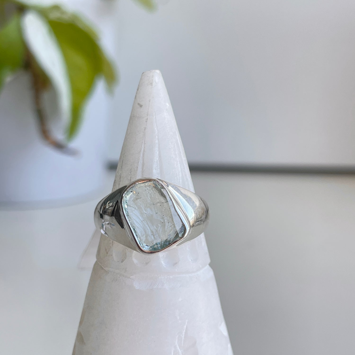 Aquamarine Freeform Ring Sz8.5