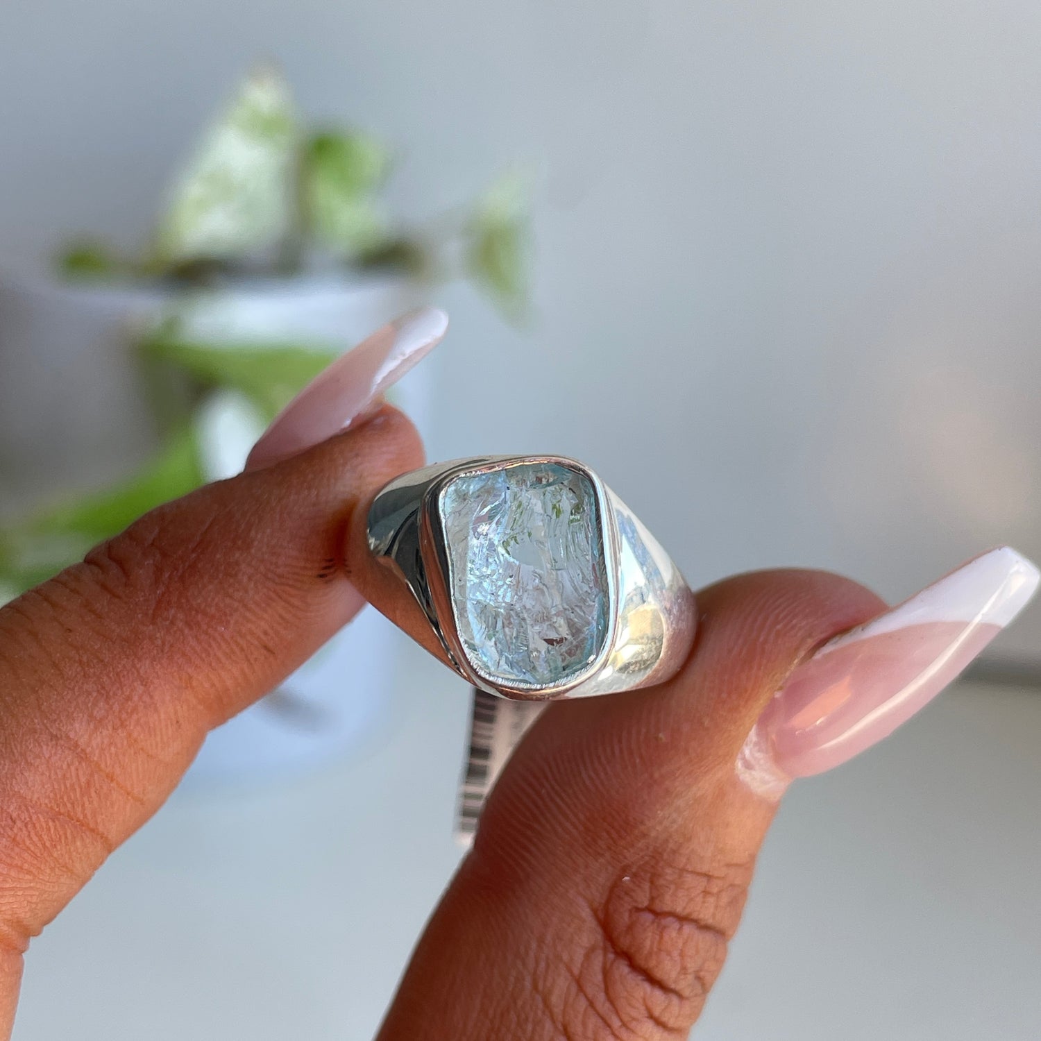 Aquamarine Freeform Ring Sz8.5