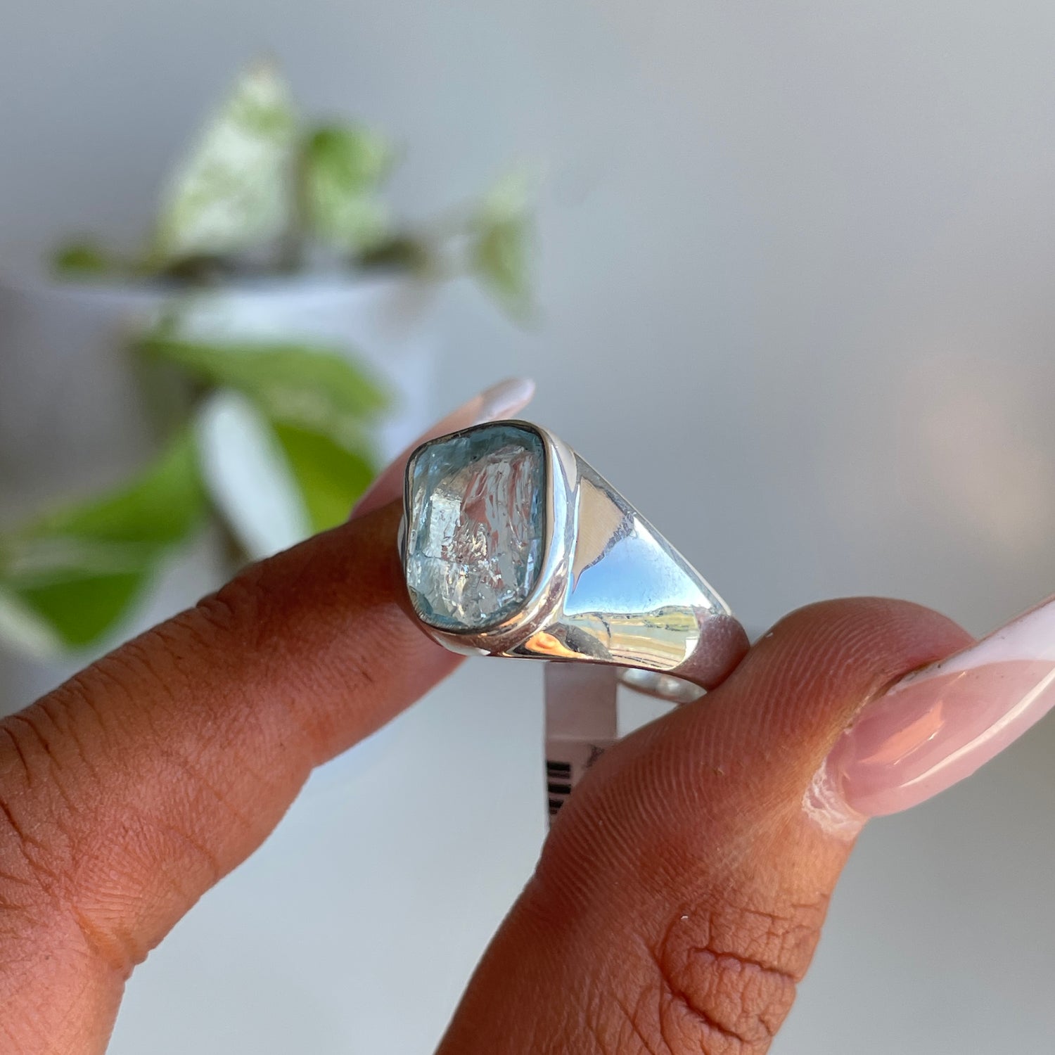 Aquamarine Freeform Ring Sz8.5