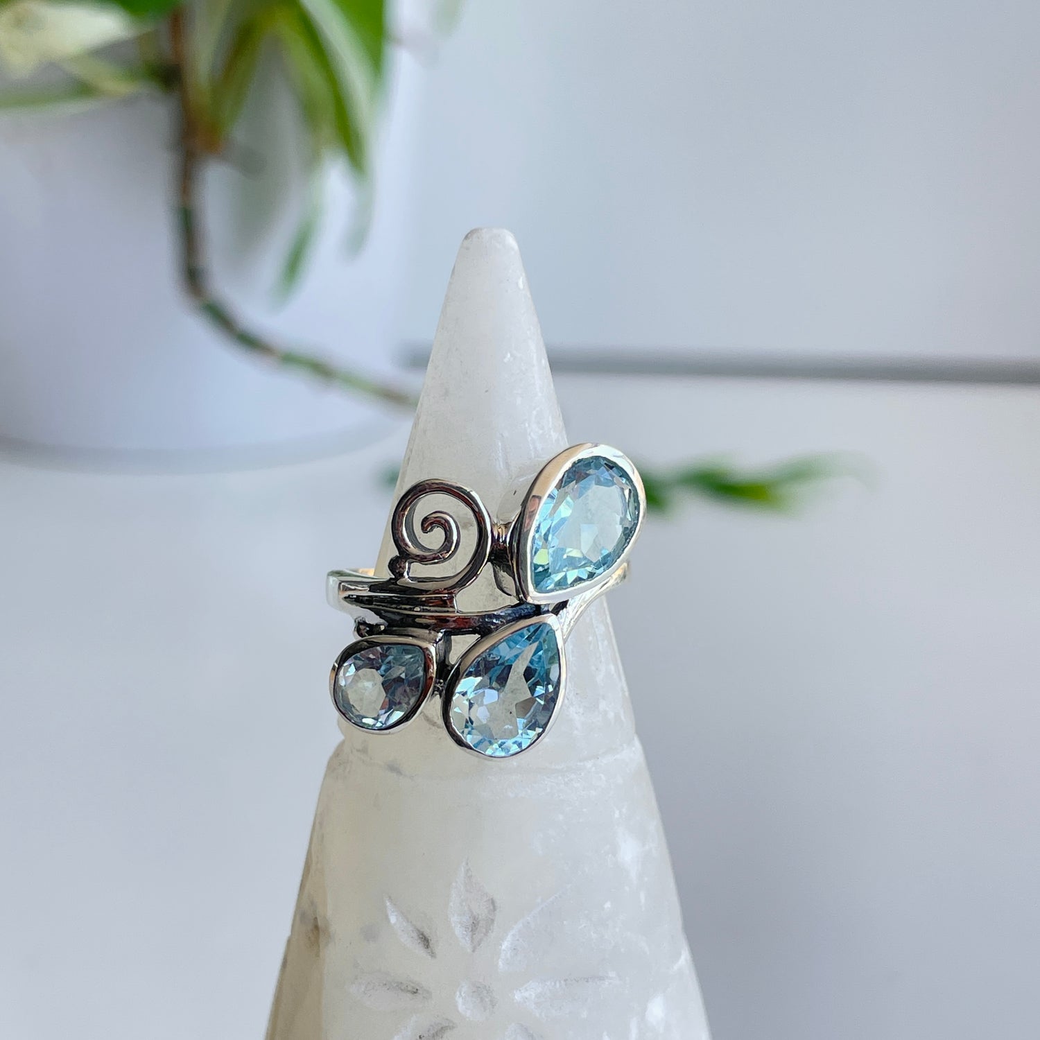 Blue Topaz Multi Stone Teardrop Ring