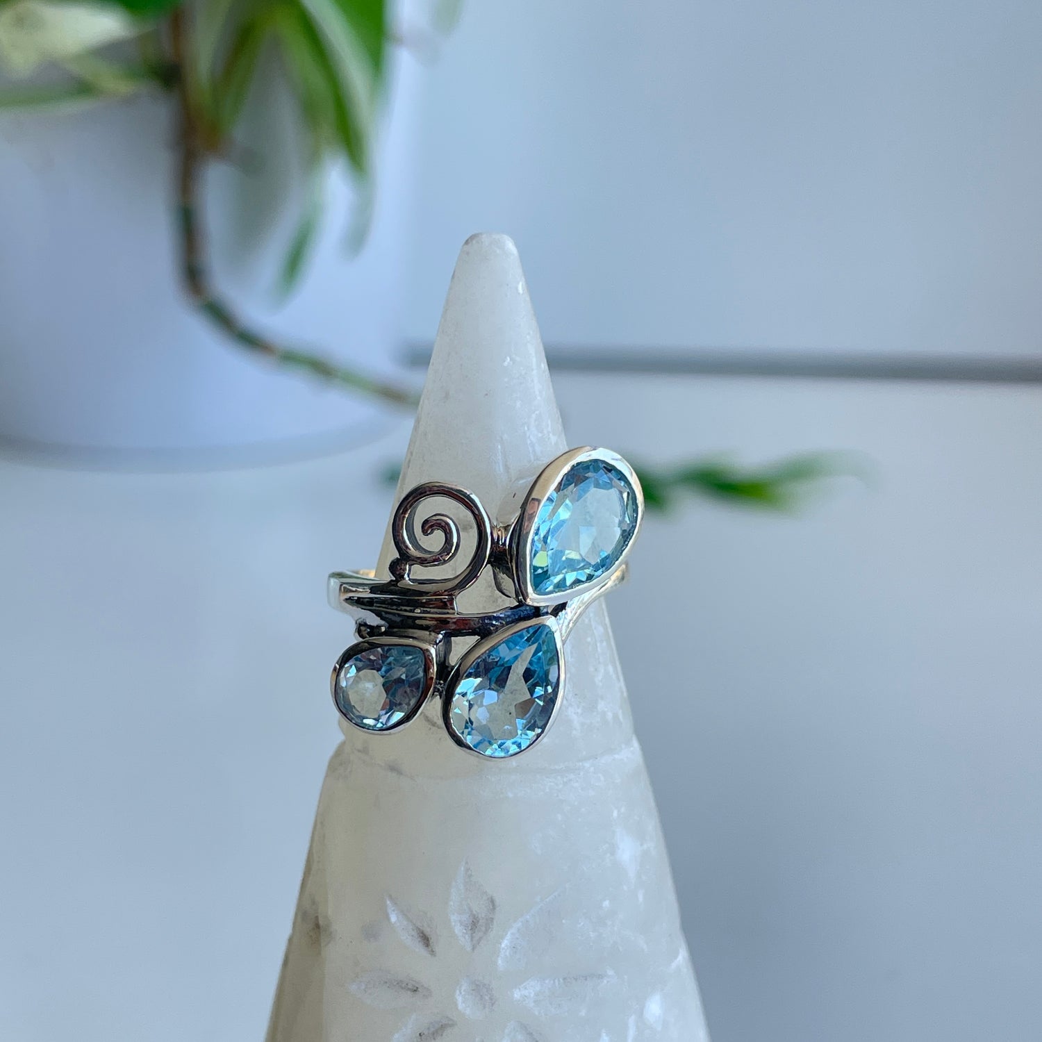 Blue Topaz Multi Stone Teardrop Ring