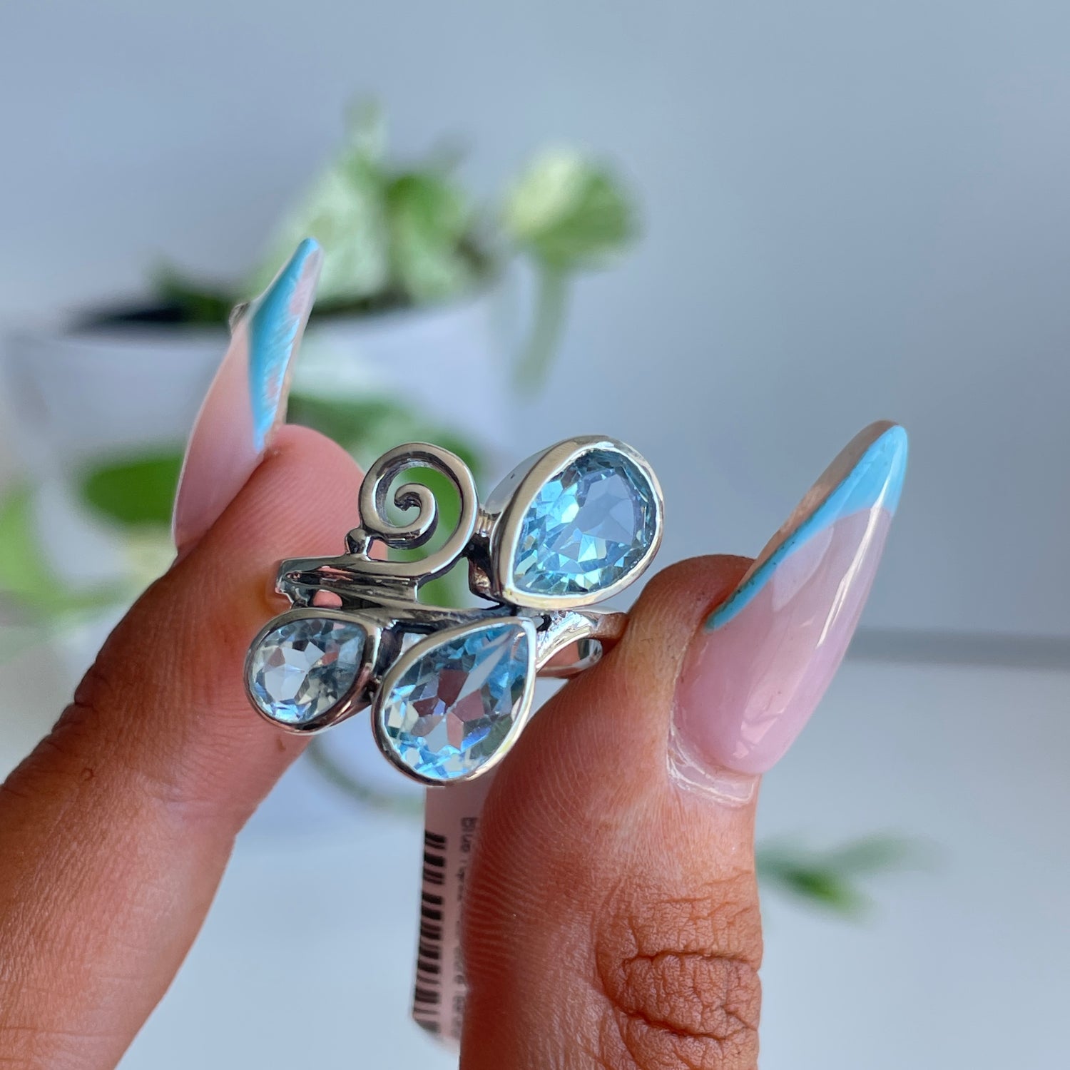 Blue Topaz Multi Stone Teardrop Ring