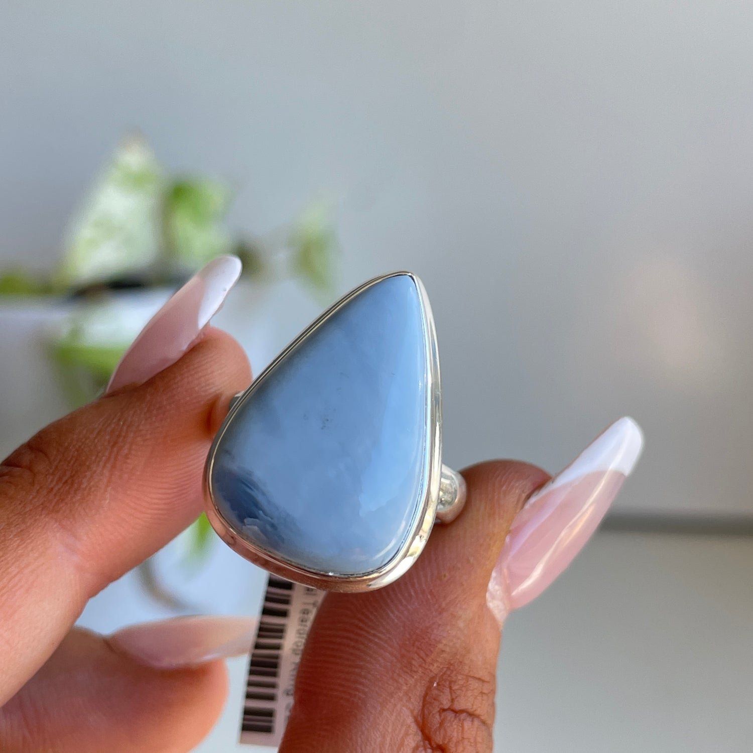 Blue Opal Teardrop Ring Sz9