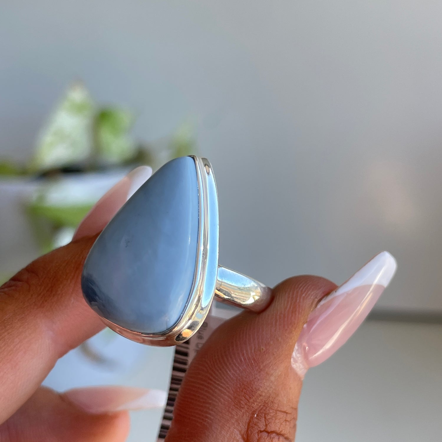 Blue Opal Teardrop Ring Sz9