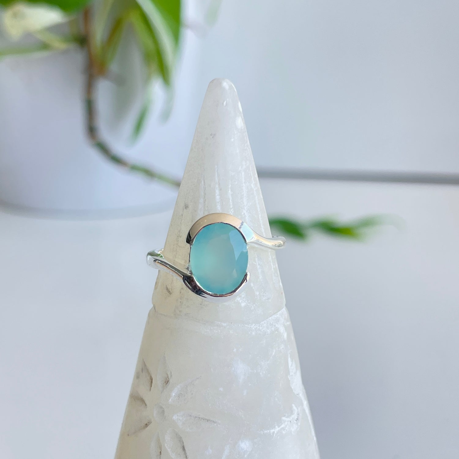 Blue Chalcedony Oval Ring