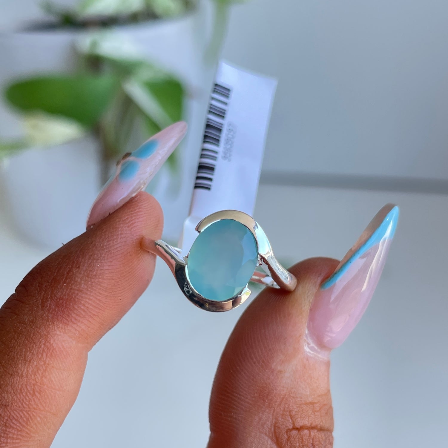 Blue Chalcedony Oval Ring