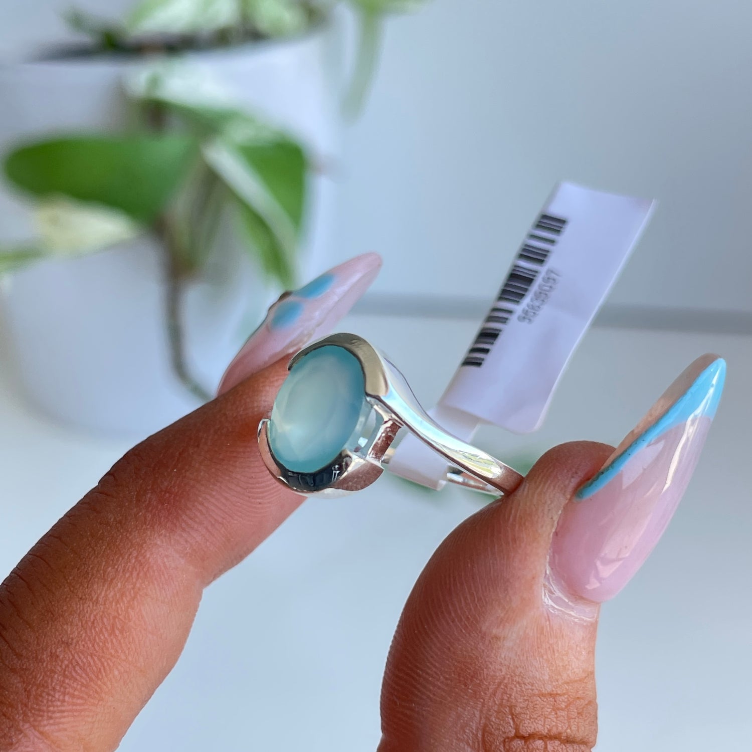 Blue Chalcedony Oval Ring