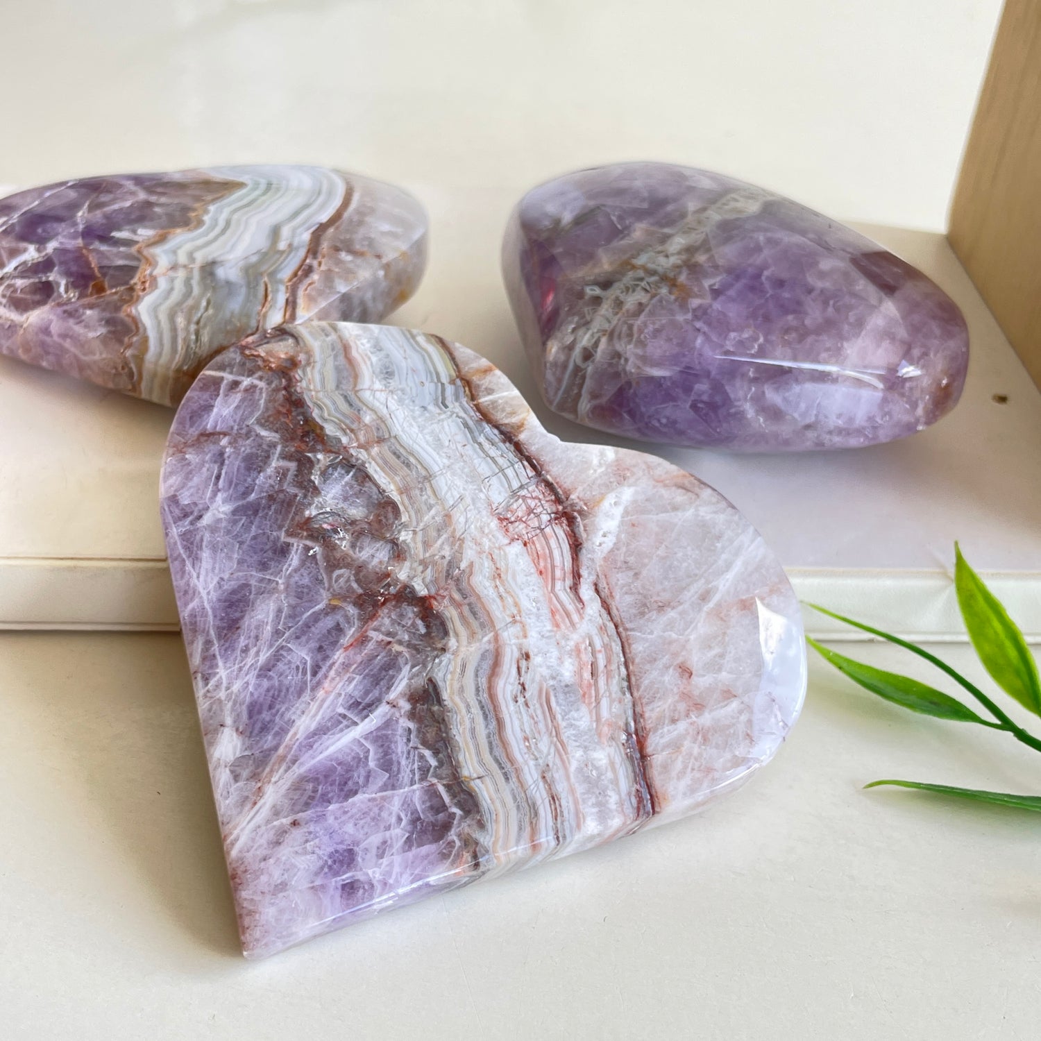 Amethyst Agate Heart Lge