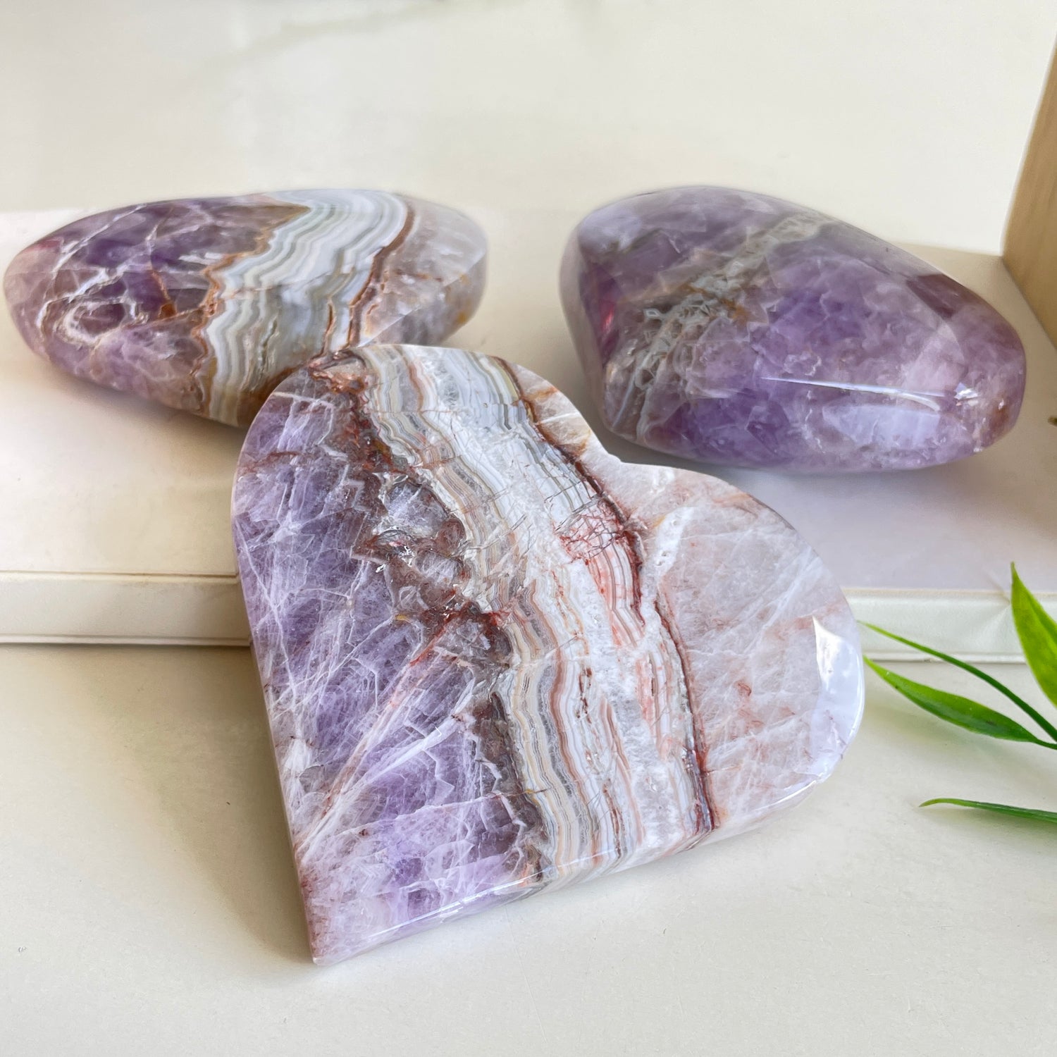 Amethyst Agate Heart Lge
