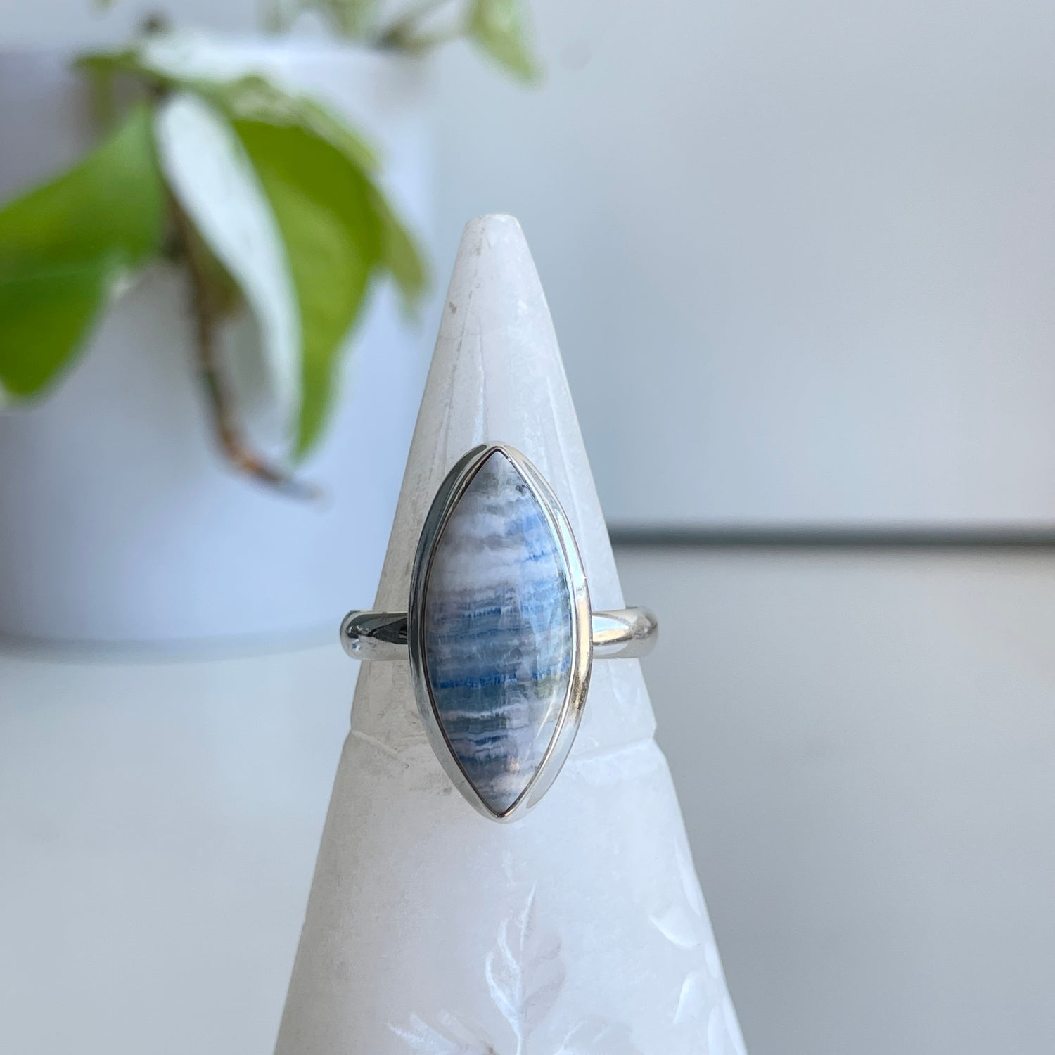 Blue Scheelite Marquise Ring Sz9.5