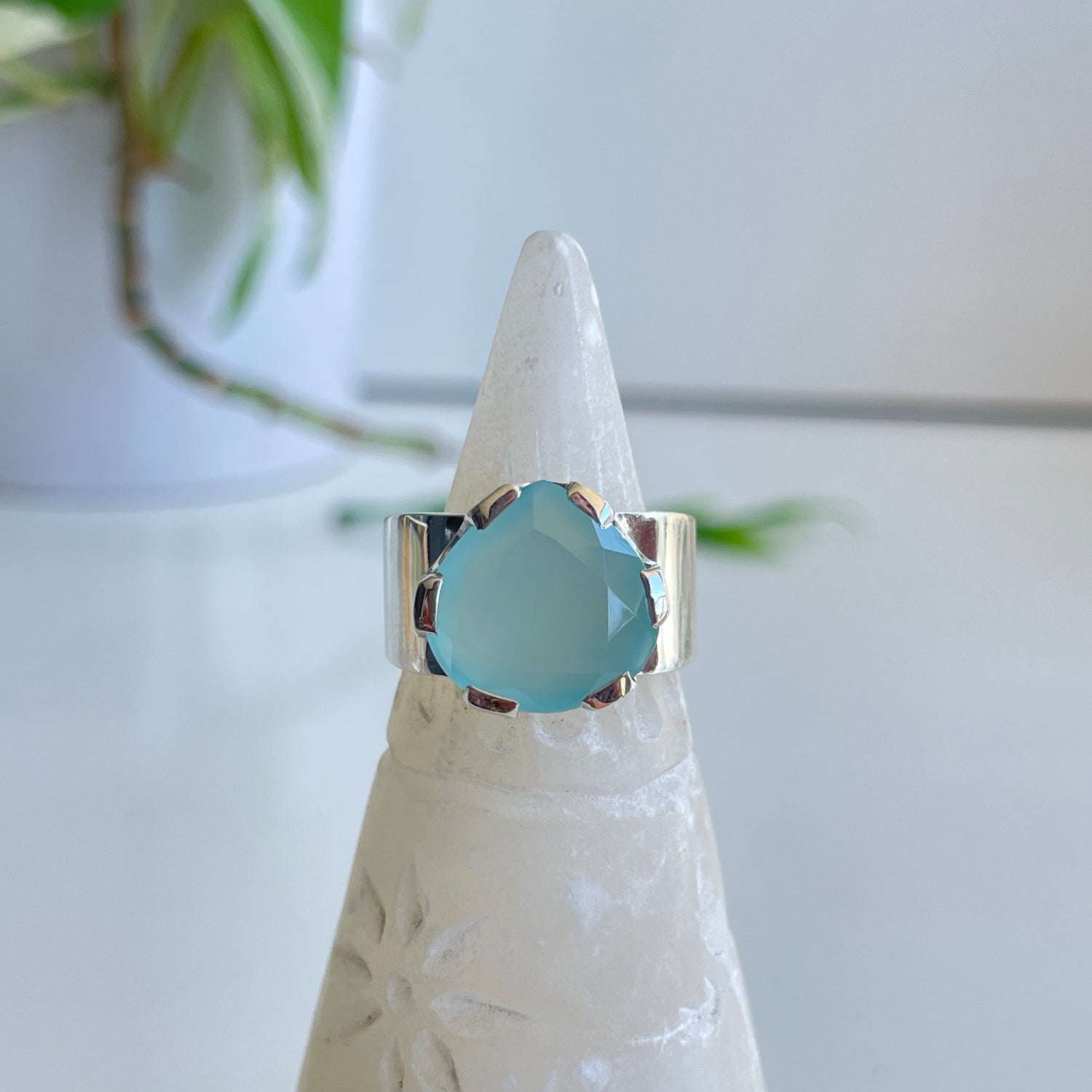 Blue Chalcedony Teardrop Ring