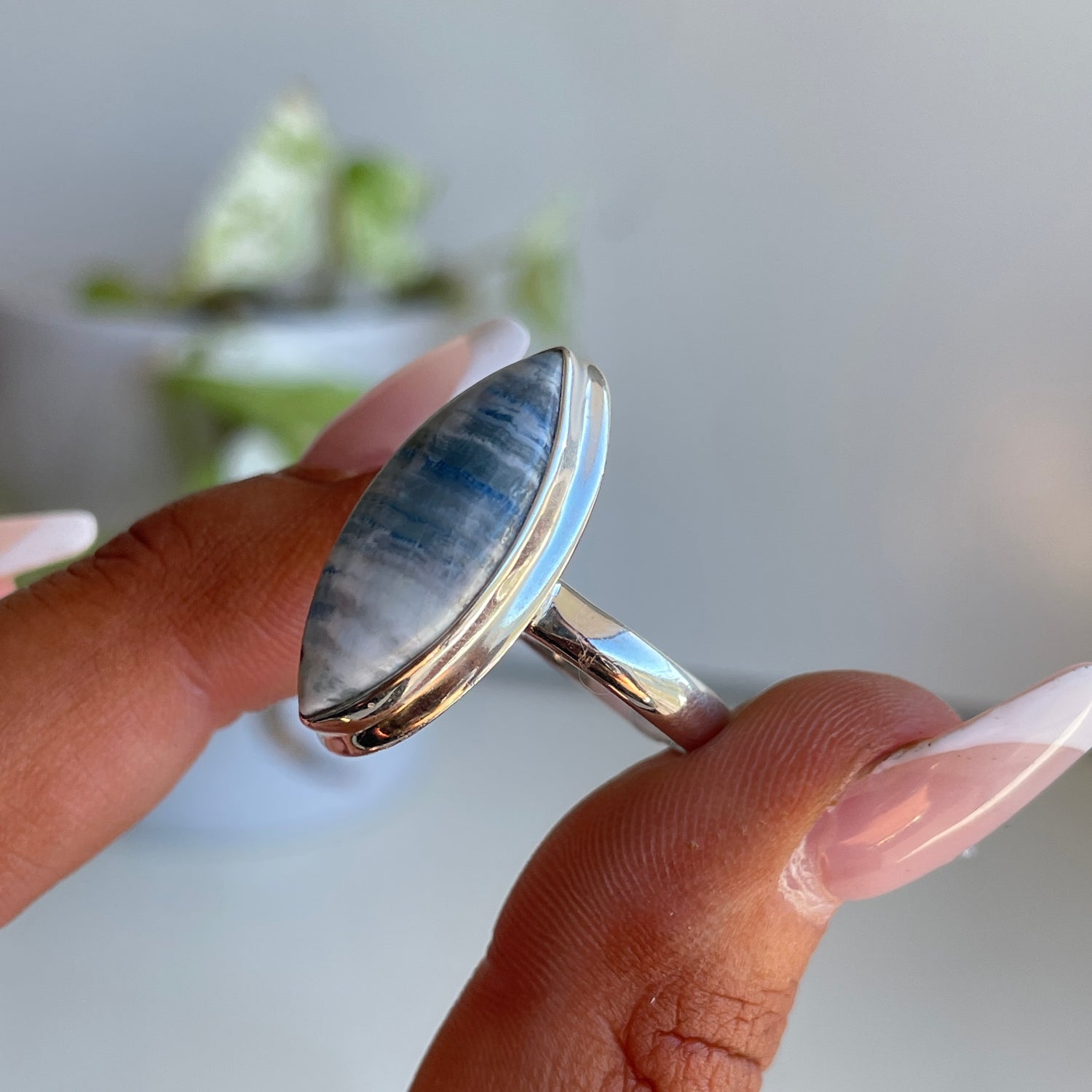 Blue Scheelite Marquise Ring Sz9.5