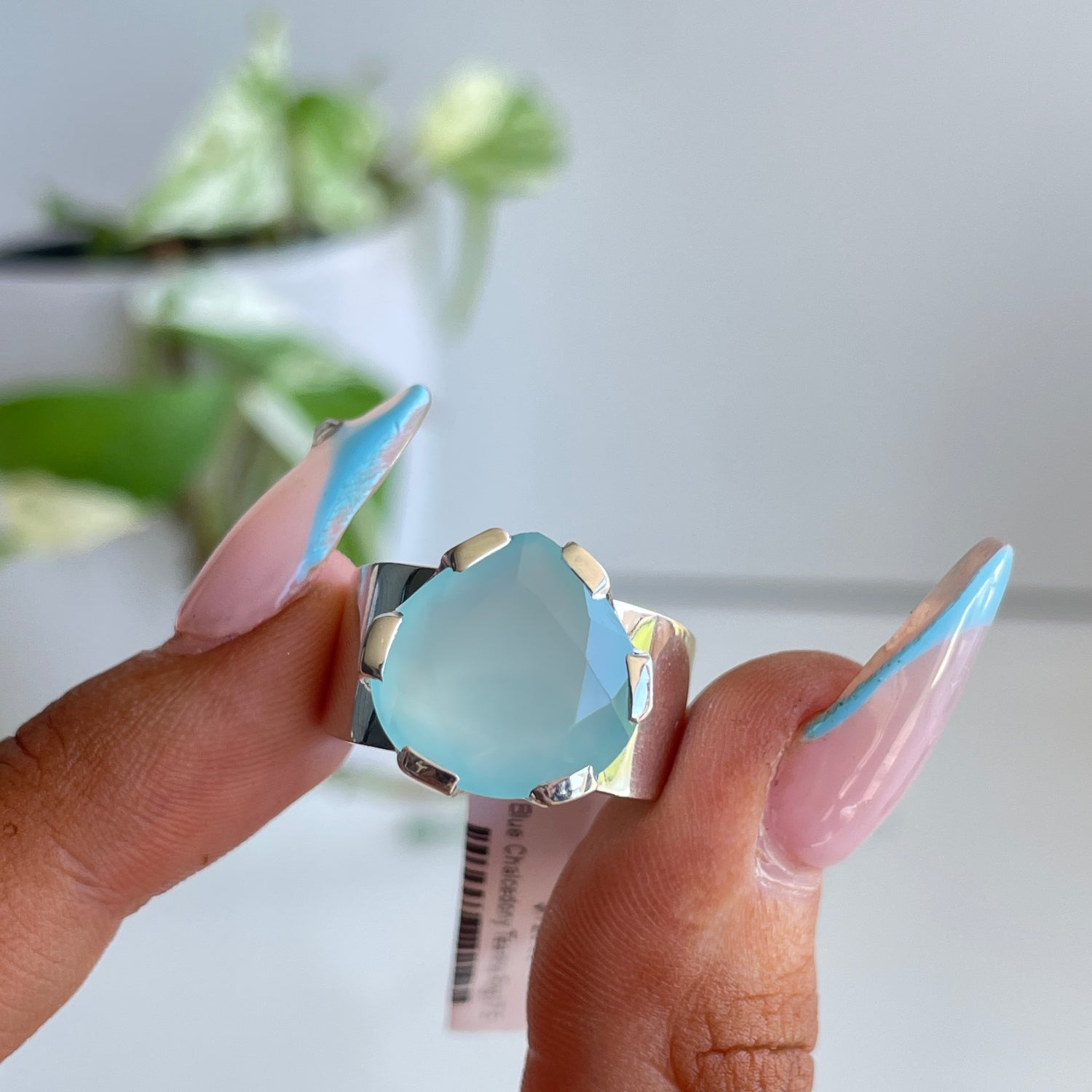 Blue Chalcedony Teardrop Ring