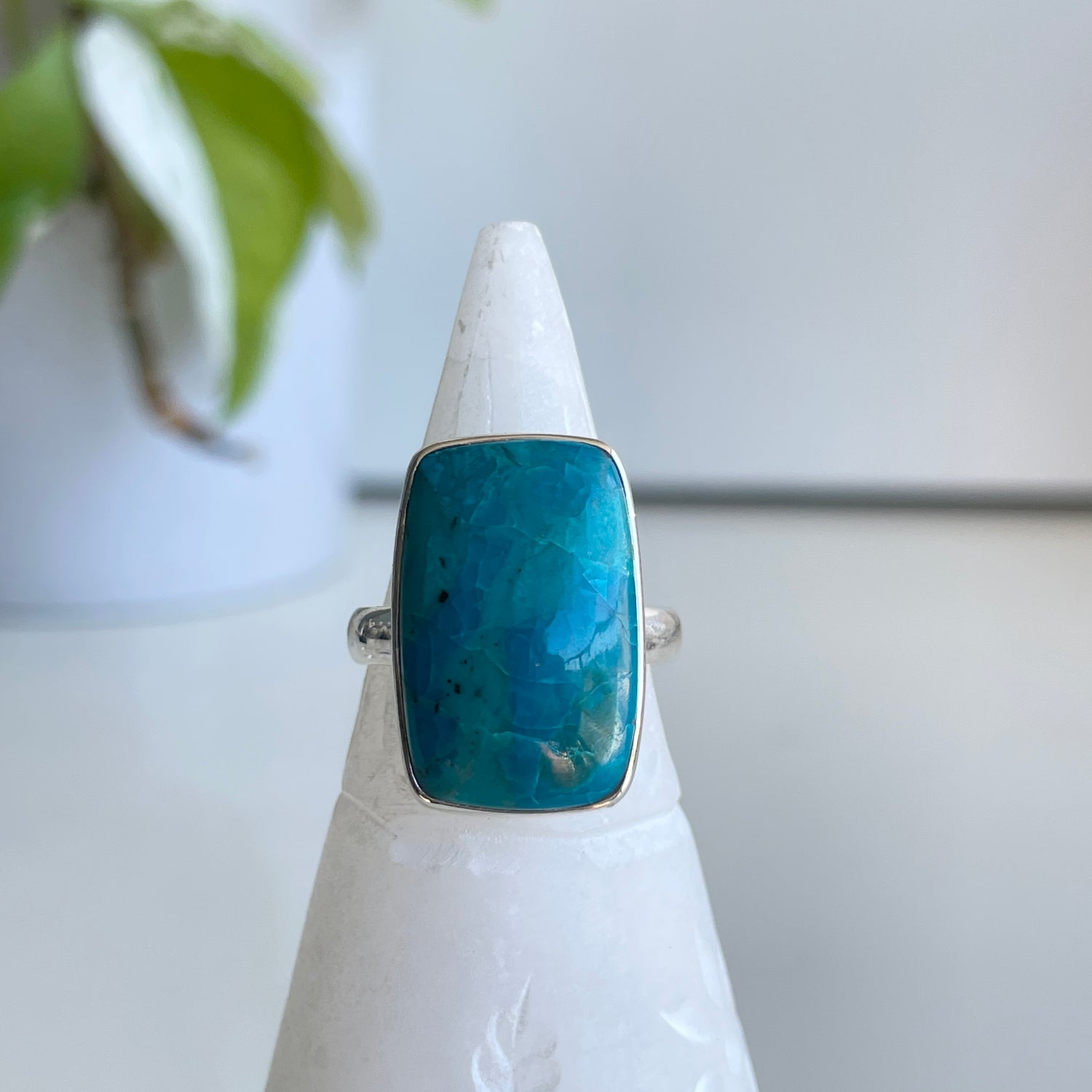 Chrysocolla Rectangle Ring Sz8.5