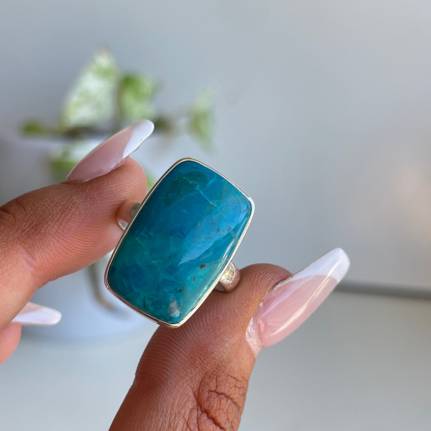 Chrysocolla Rectangle Ring Sz8.5