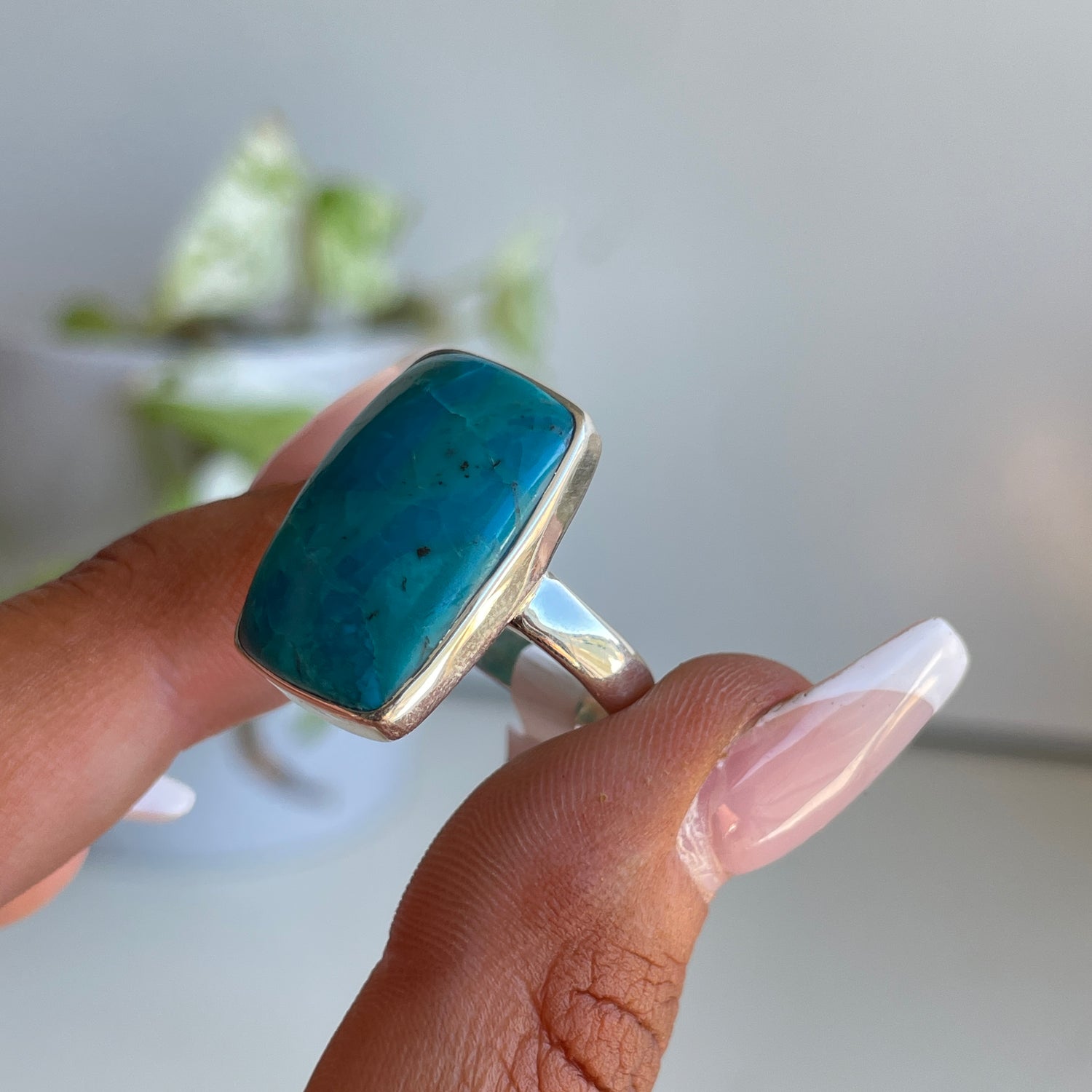 Chrysocolla Rectangle Ring Sz8.5