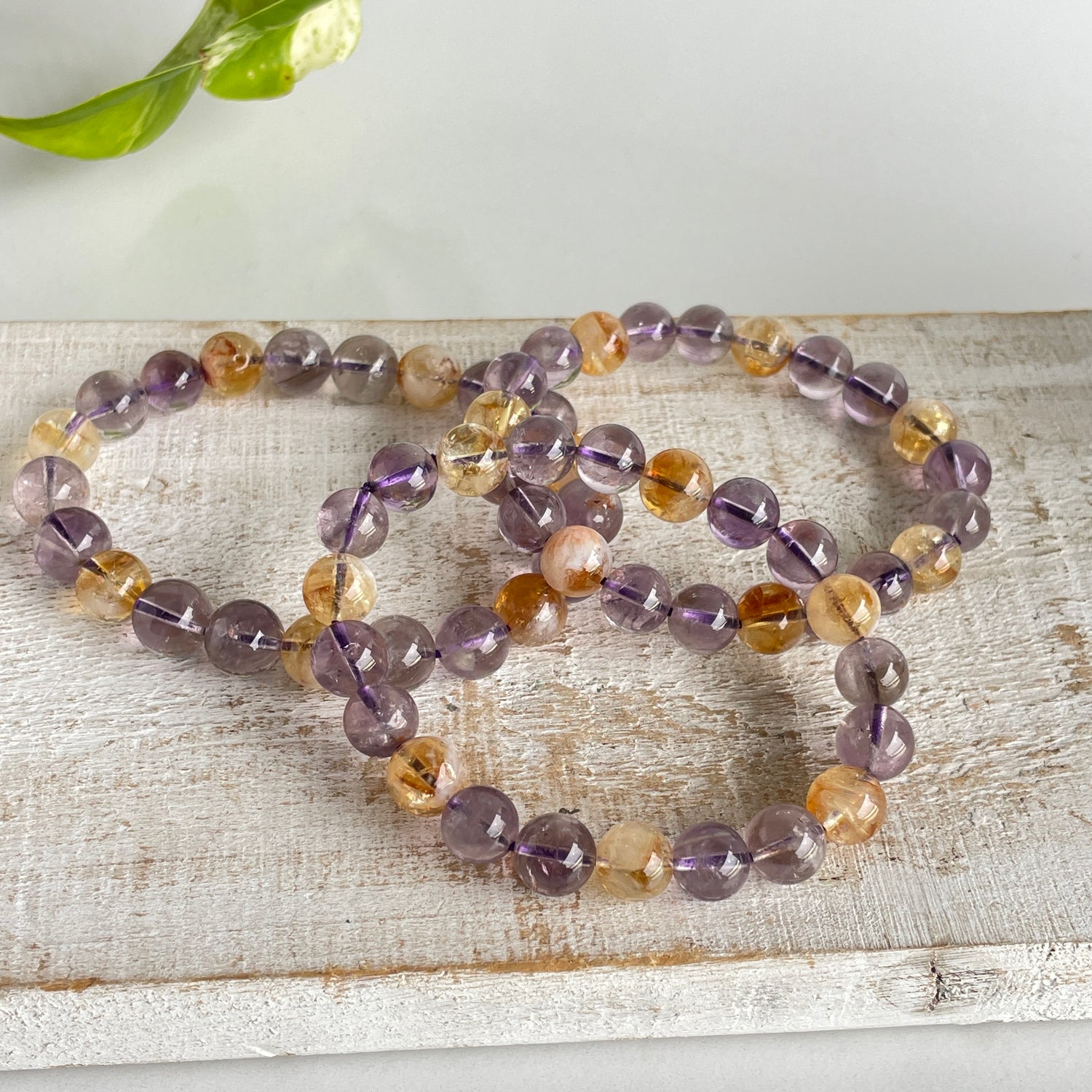 Amethyst Citrine Beaded Bracelet