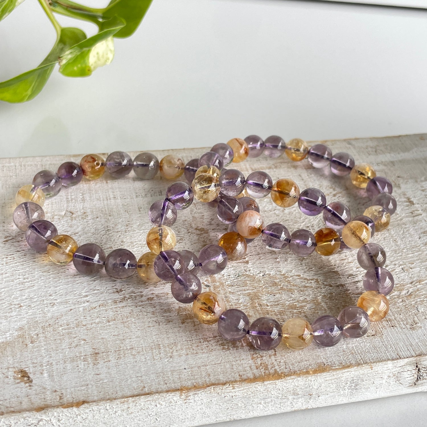 Amethyst Citrine Beaded Bracelet