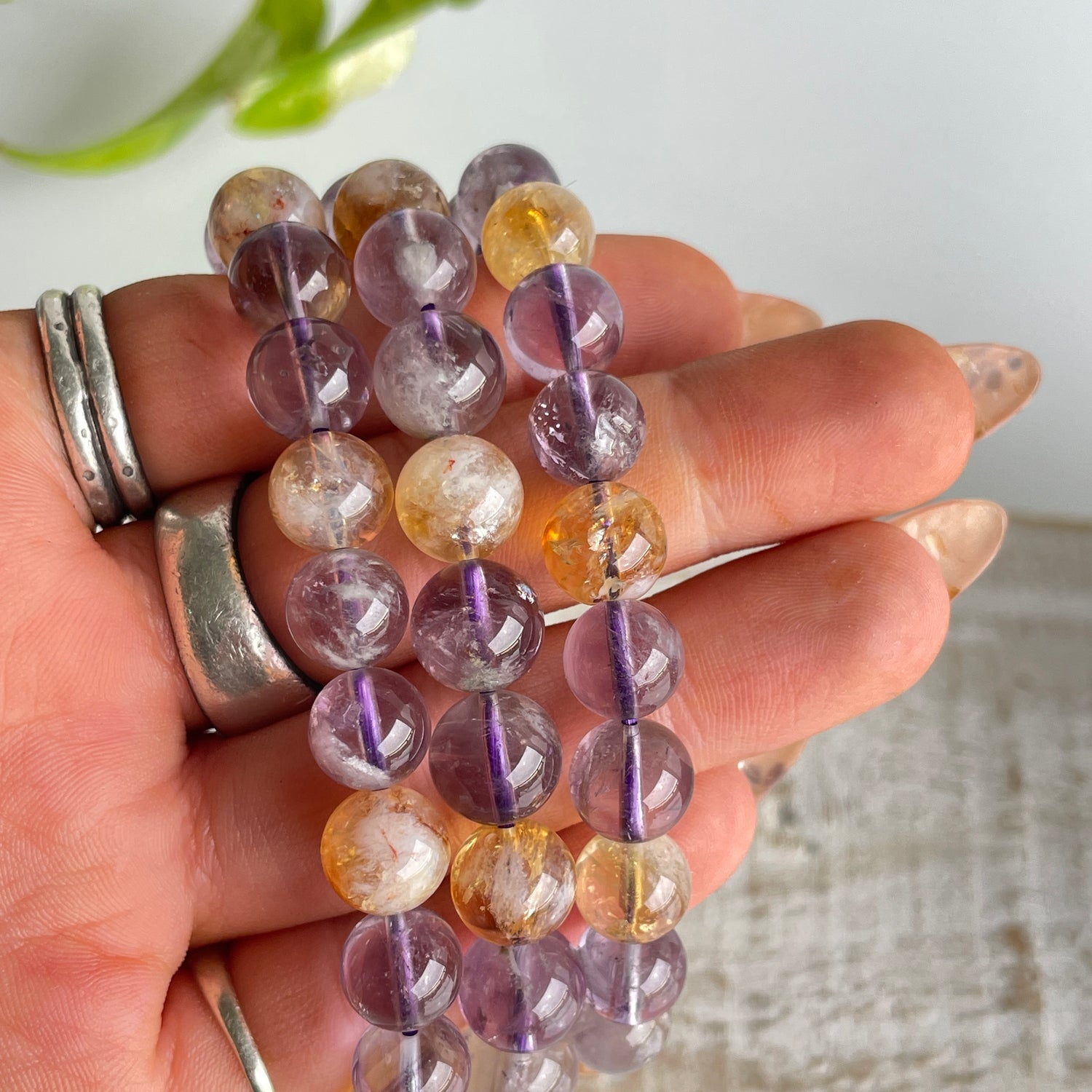 Amethyst Citrine Beaded Bracelet