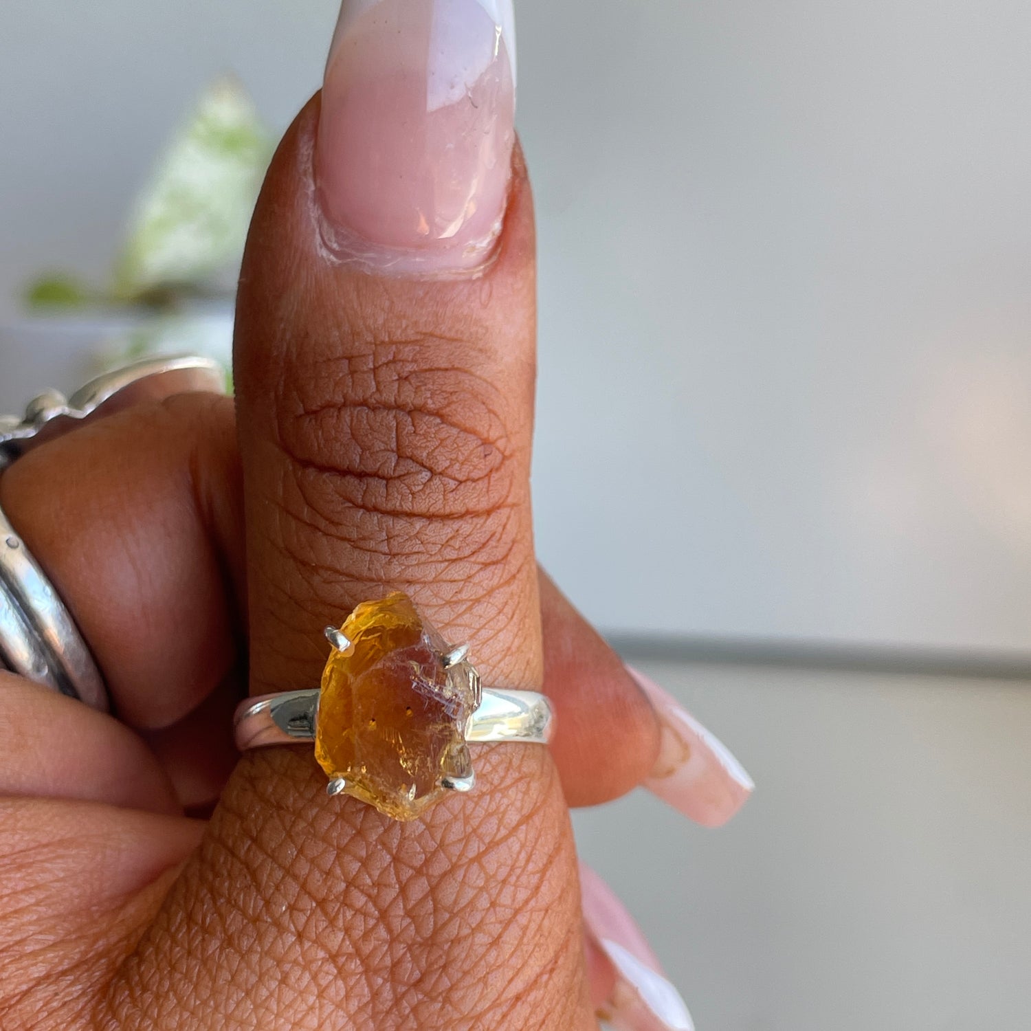 Citrine Rough Ring Sz8
