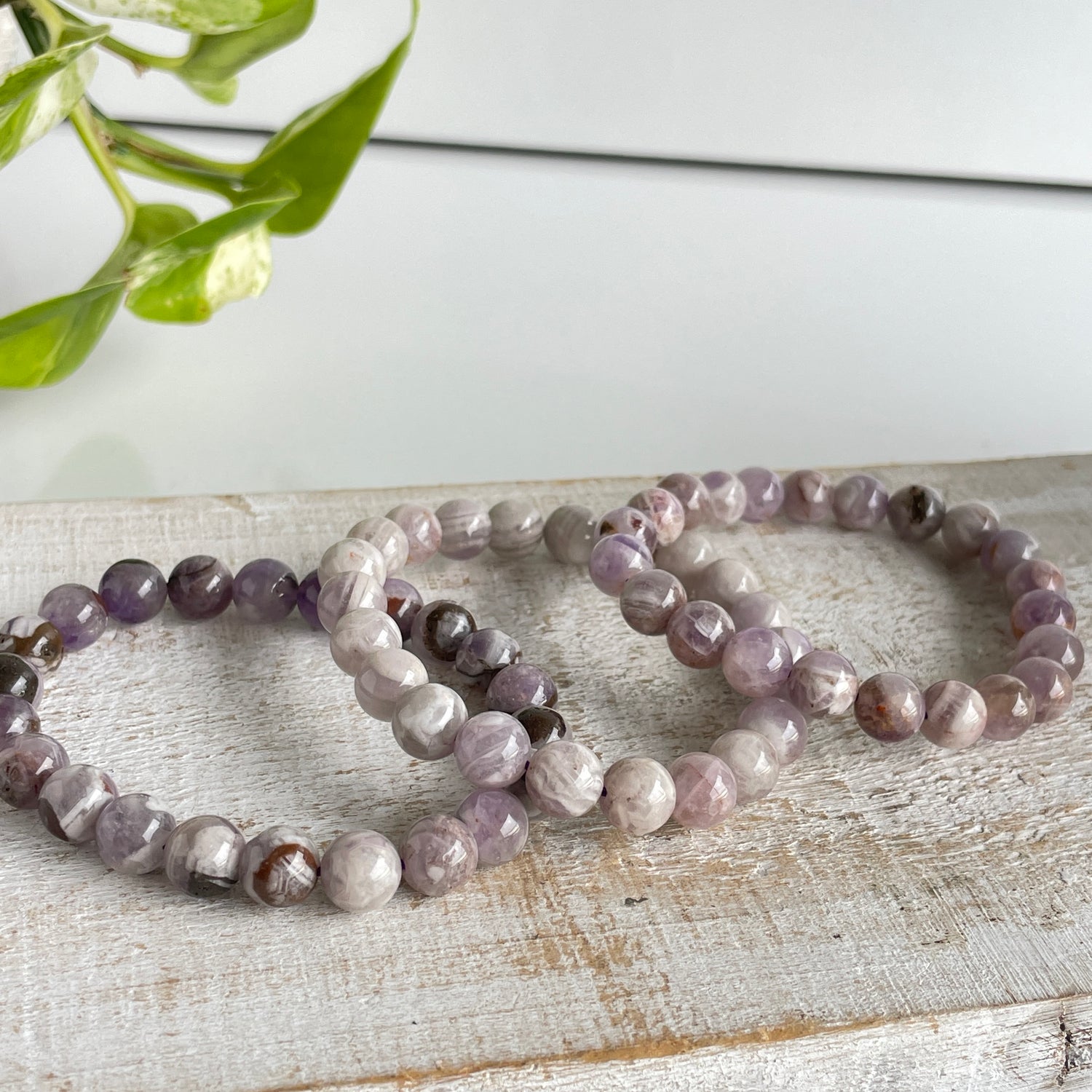 Amethyst Agate Beaded Bracelet