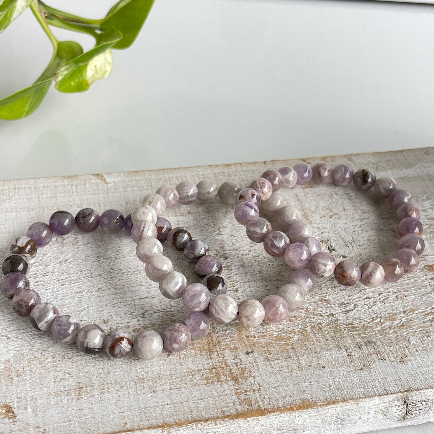 Amethyst Agate Beaded Bracelet