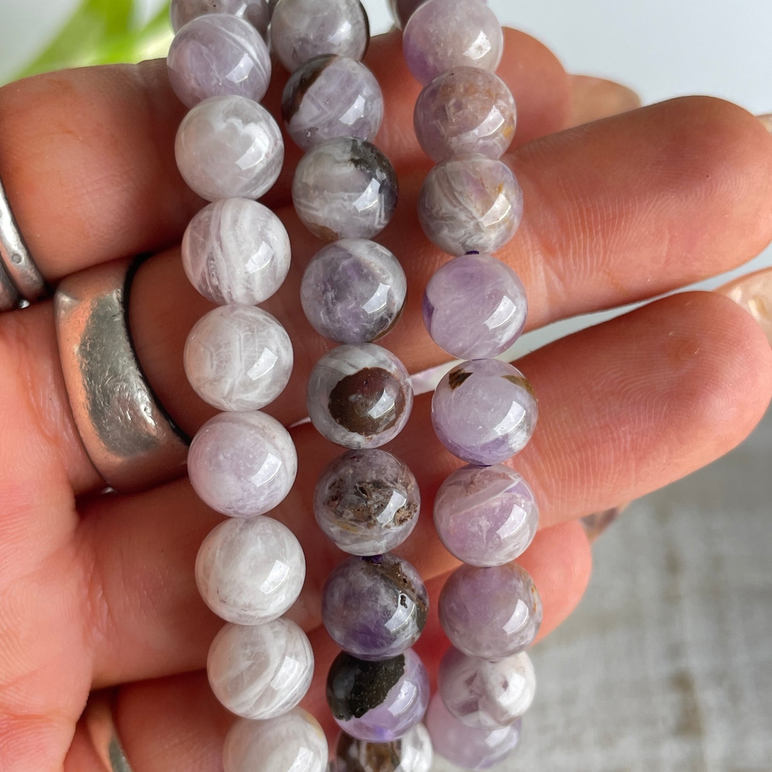 Amethyst Agate Beaded Bracelet