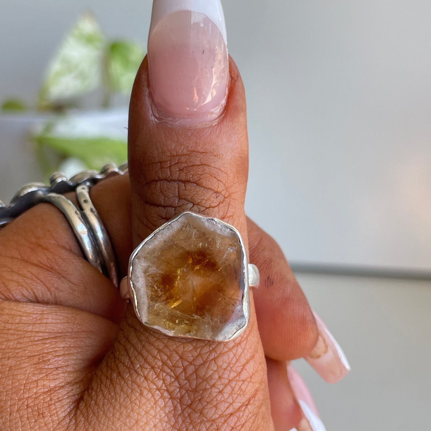 Citrine Stalactite Ring Sz7.5