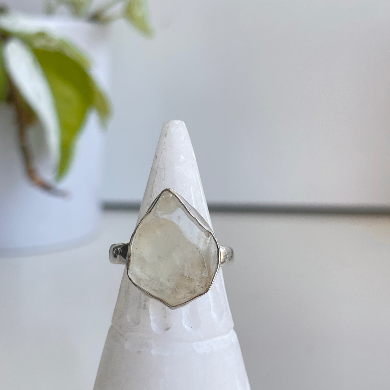 Libyan Desert Glass Freeform Ring Sz9